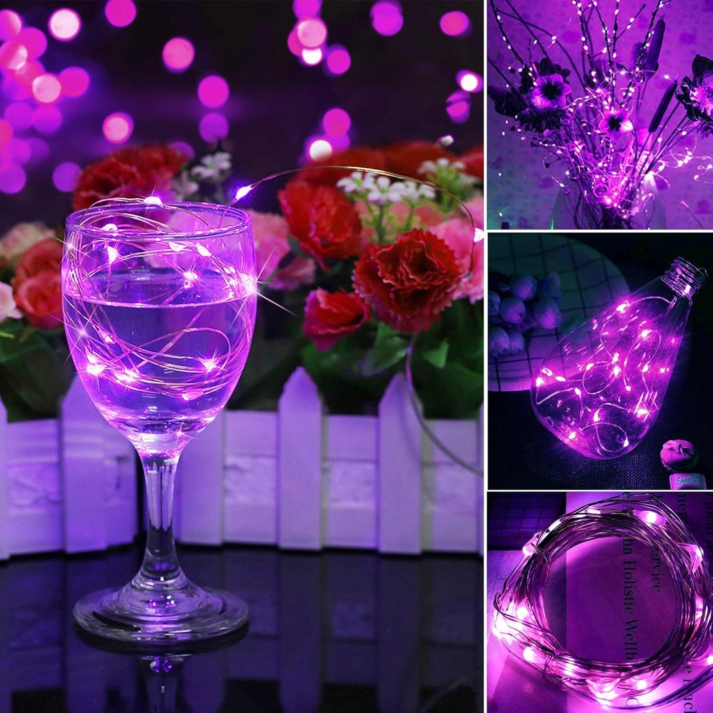 VOOKRY 30 LED Fairy Lights - 10 ft Purple Waterproof String Lights for DIY Weddings & Parties