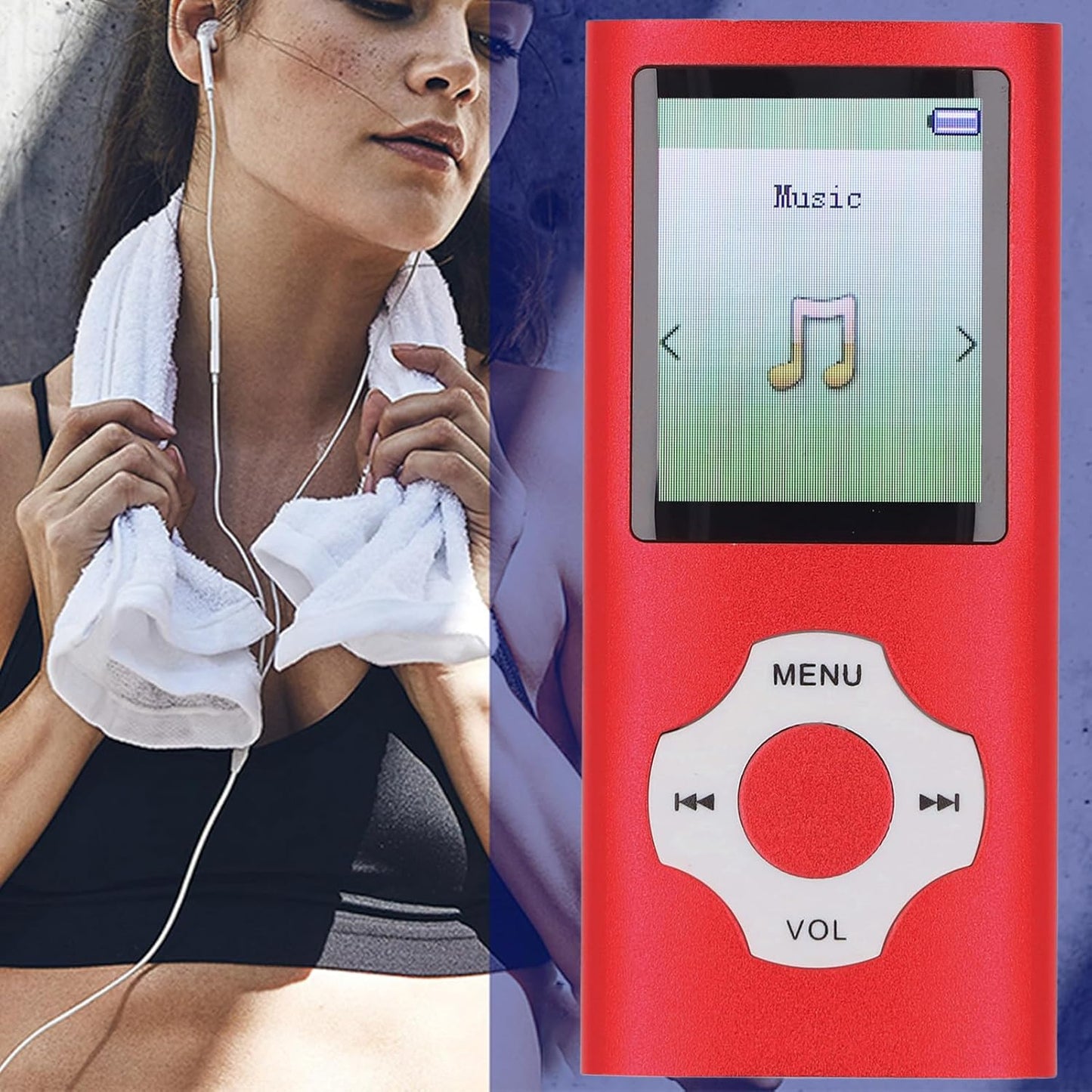 Yunseity MP3 5.0 MP4 1.8in Player, Bluetooth Player with Color Screen, Portable HiFi Sound Music Player Built in HD