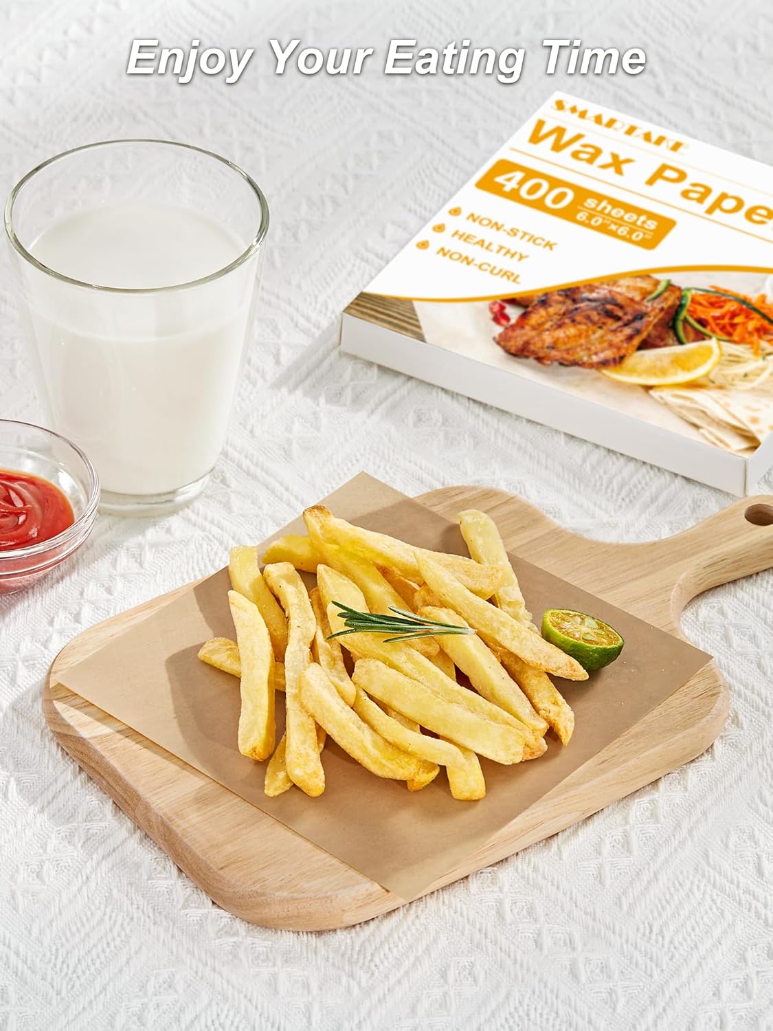SMARTAKE Wax Paper Sheets - 400 Pcs Non-Stick Hamburger Patty & Sandwich Separators | 6 x 6 Inches, Unbleached
