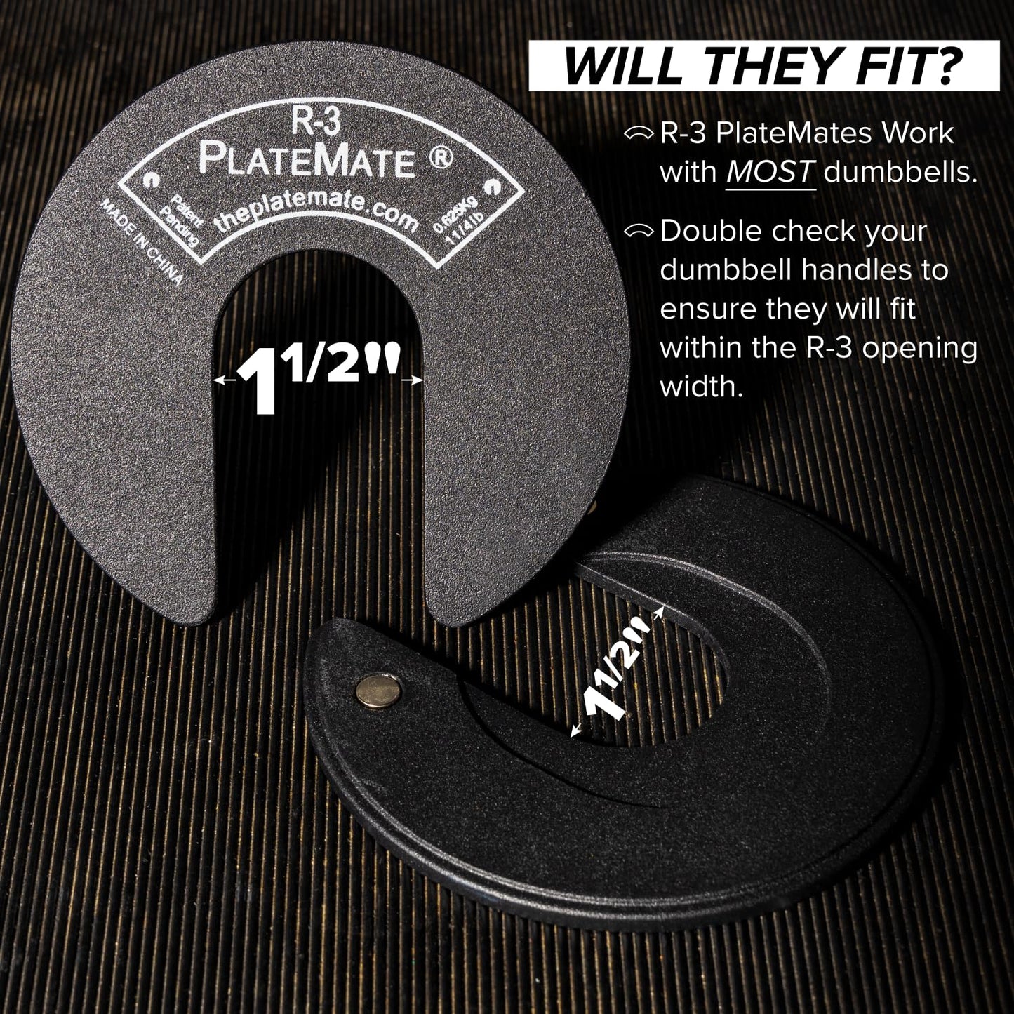 PlateMate 1.25 Lb each R-3 Micro Loading Weight Plates Use with Metal, Rubber, Vinyl or Urethane Dumbbells (Two Pair)