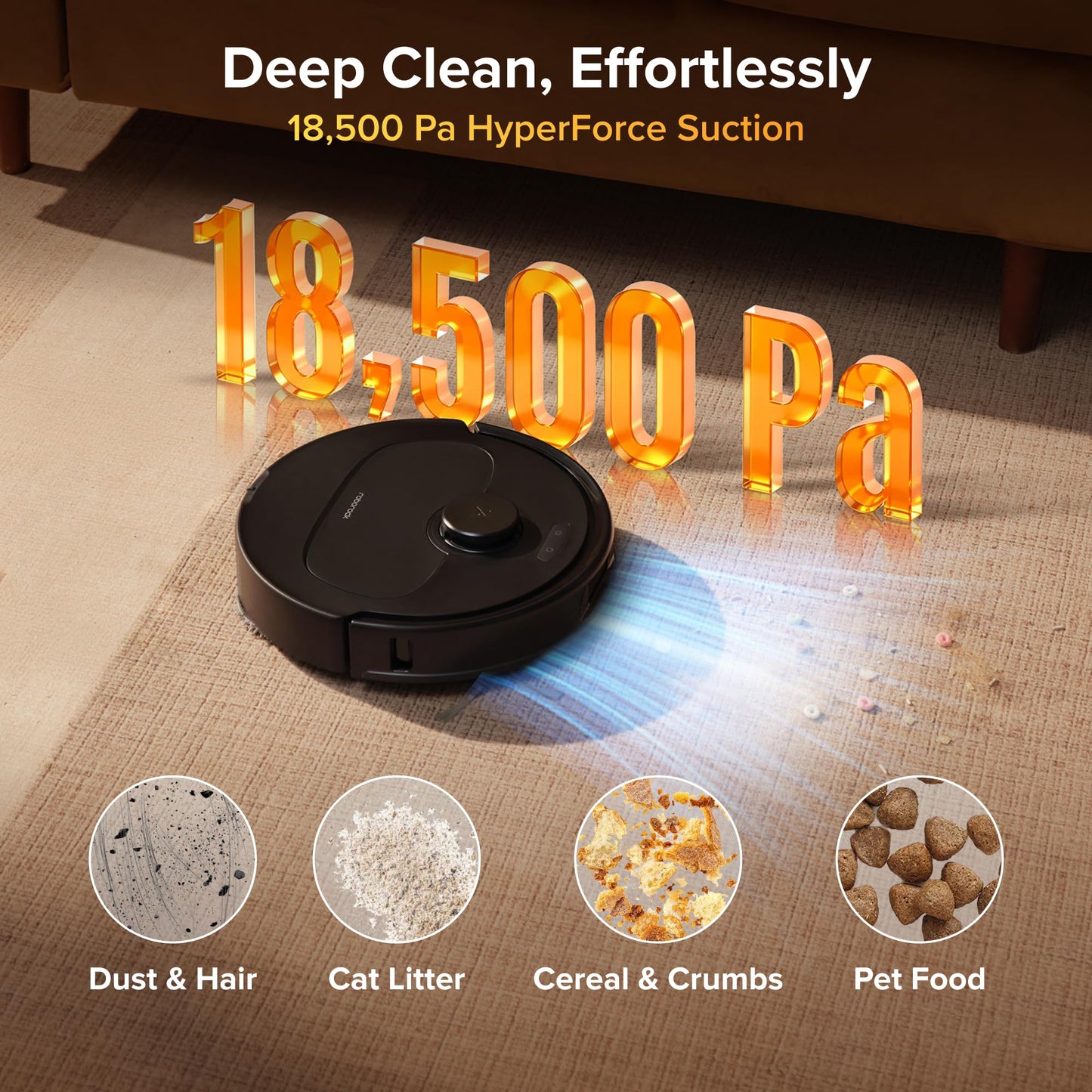 roborock Qrevo S Pro Robot Vacuum and Mop, 18,500Pa Suction, Multifunctional Dock with 167℉ Mop Self-Cleaning, Smart Obstacle Avoidance, Anti-Tangle Brush, Liftable Spinning Mop, Black