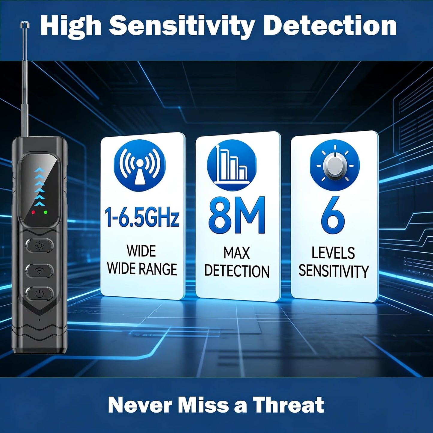 YULUDZSW 5-in-1 Hidden Camera Detector, RF Signal Scanner GPS Tracker Finder, Portable Bug Sweeper Spy Camera Finder