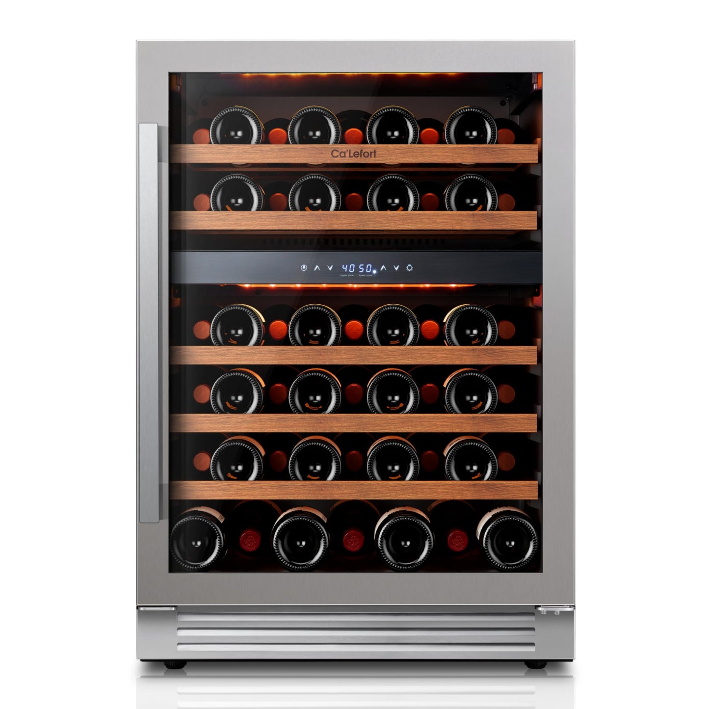 Ca'Lefort Wine Fridge & Cooler - 24 Inch 52 Bottle Wine Cooler Refrigerator, 40-65°F Dual Zone Wine Refrigerator Glass Door, 3 LED Built-in or Freestanding Fridge for Home/Bar/Kitchen (5.65 cu.ft)