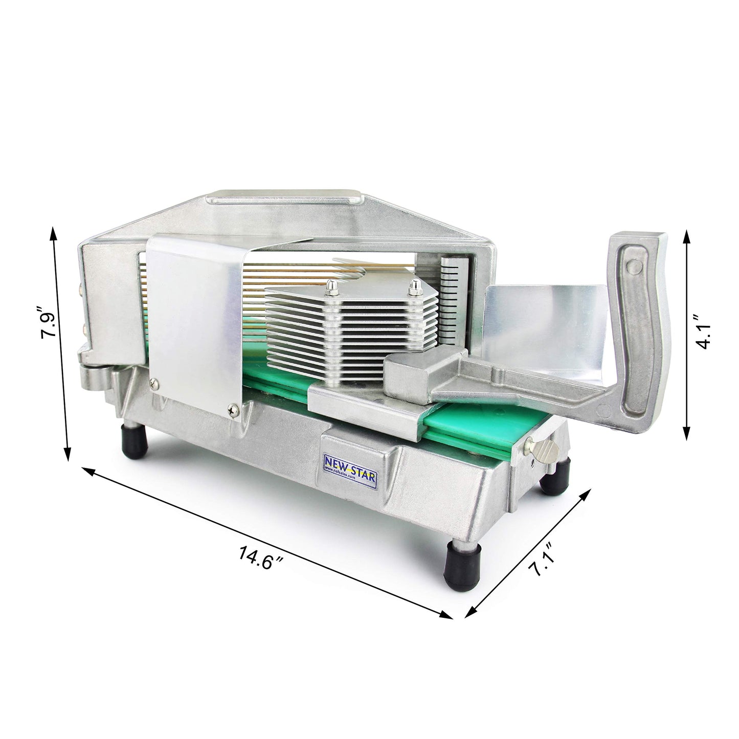 New Star Foodservice Commercial Tomato Slicer, 3/16-Inch, Aluminum Body with Stainless Steel Blades