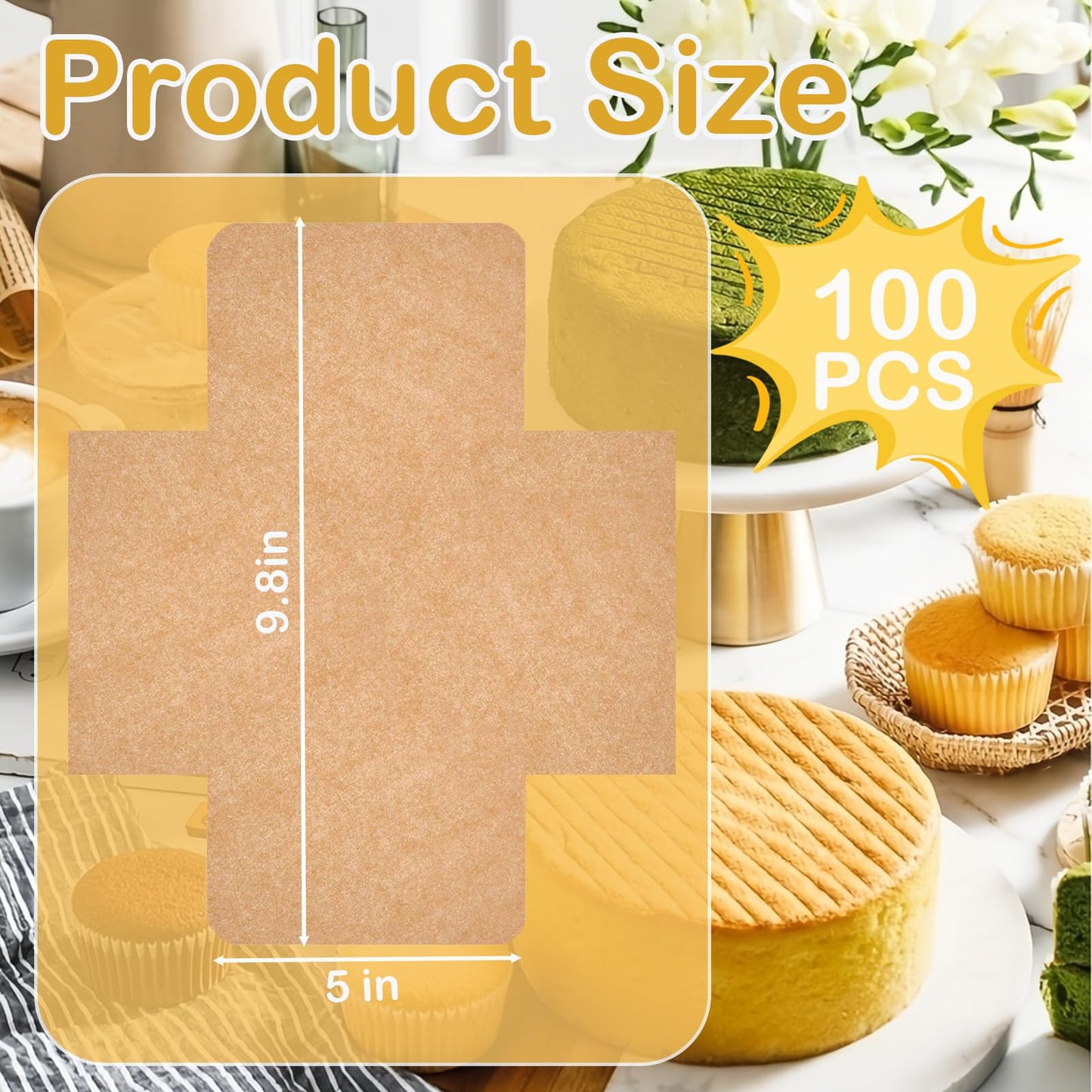 Incycall 100Pcs Loaf Pan Liners, Bread Pan Parchment Liners for Baking Toast Bread, Cakes, Banana Bread, Cookies, Brown，Ideal for Parchment Paper for Baking Loaf Pans