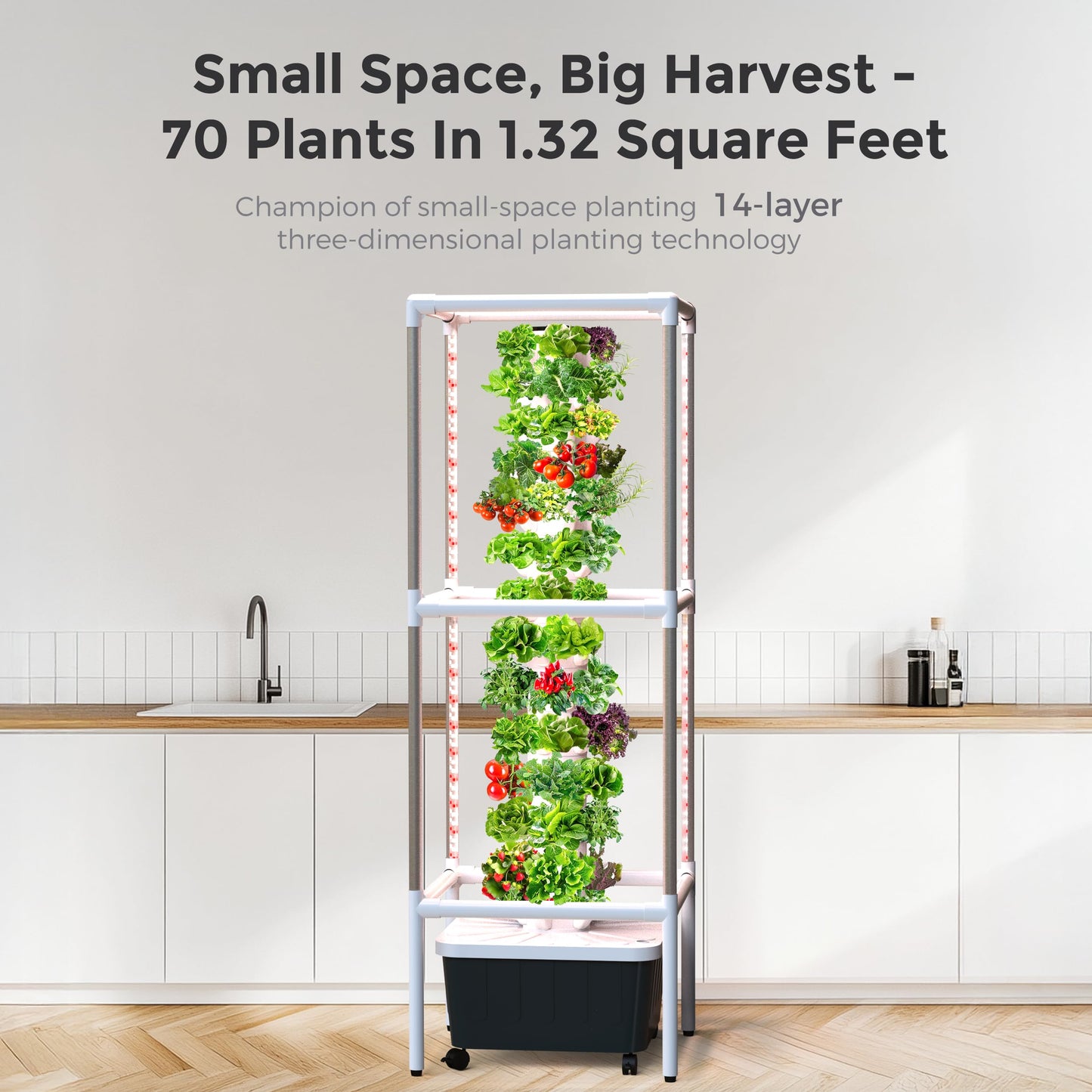 SJZX Hydroponics Growing System, Hydroponic Tower with Full-Spectrum Grow Lights, 5/14Tiers Indoor Outdoor Garden Planter, Vertical Home Gardening Germination Kits for Vegetables, Fruits, Herb (14L5H)