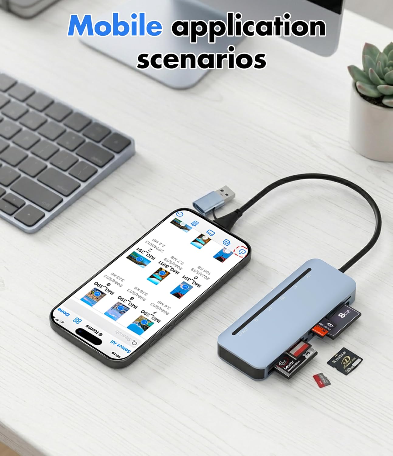 Tioleje 3.0 5Gbps 6-in-1 6 2.0 15/16/17, CFast Card Reader - USB CFast/CF/SD/TF/MS/XD Card Adapter, Simultaneous Read