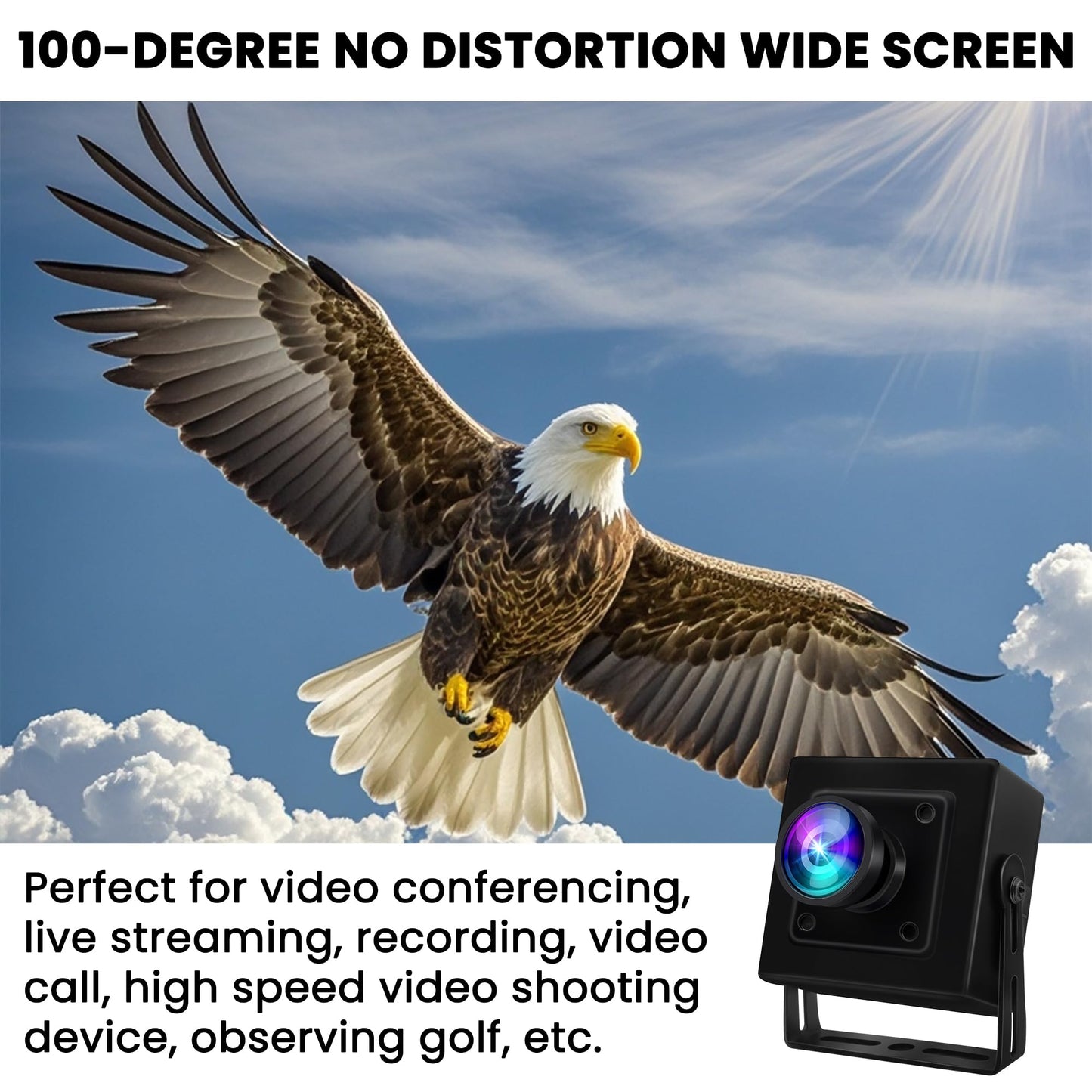 ELP 5MP 50fps Global Shutter USB Camera with Housing for Computer UVC USB2.0 Lightburn Camera for Laser Engraver High Speed 60fps PC Cam Wide Angle 100° WebCamera for Live Streaming