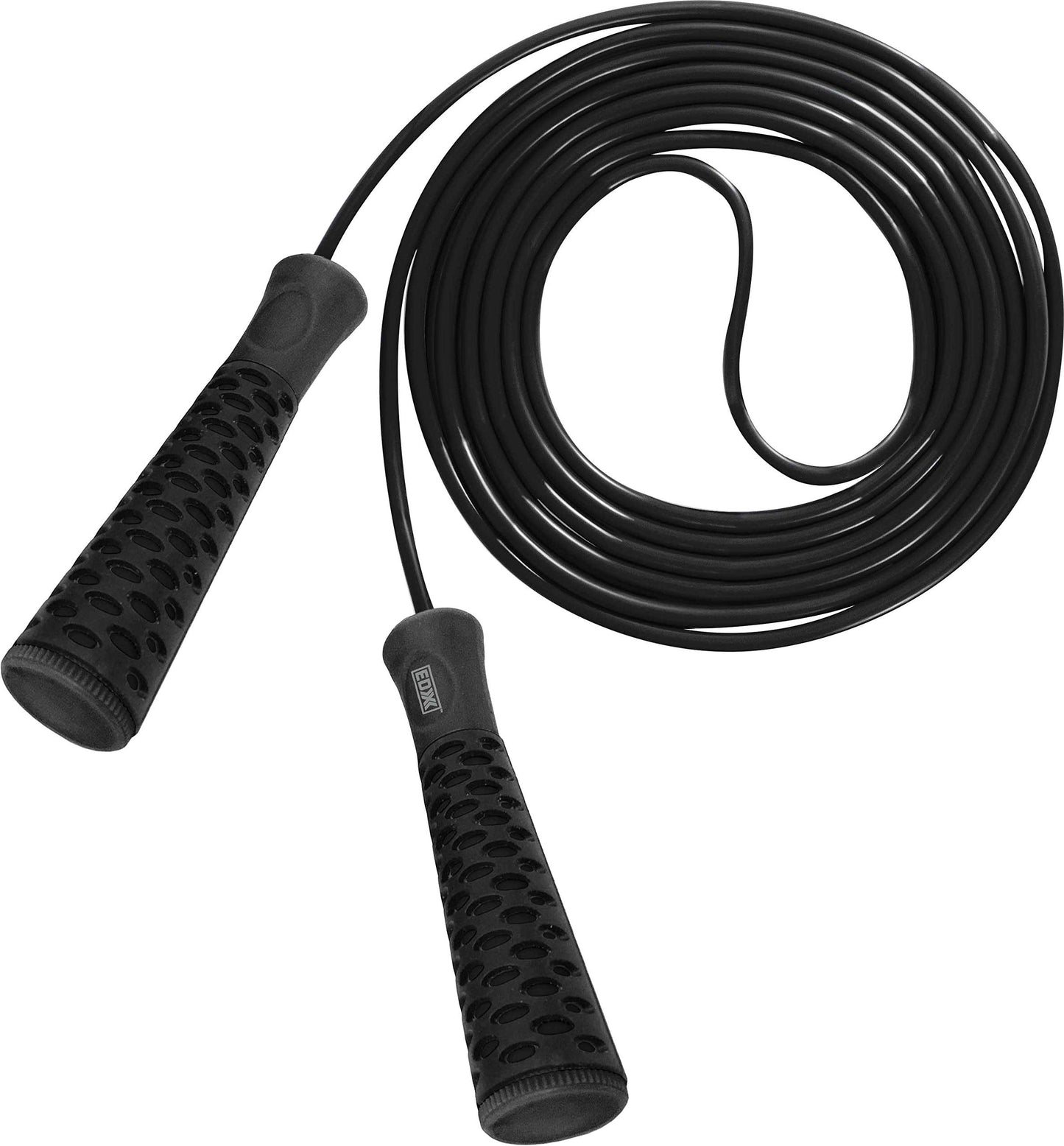 EDX Jump Rope for Fitness, Workout, Exersise - Tange-Free, Hand Grip | 10 ft, Black