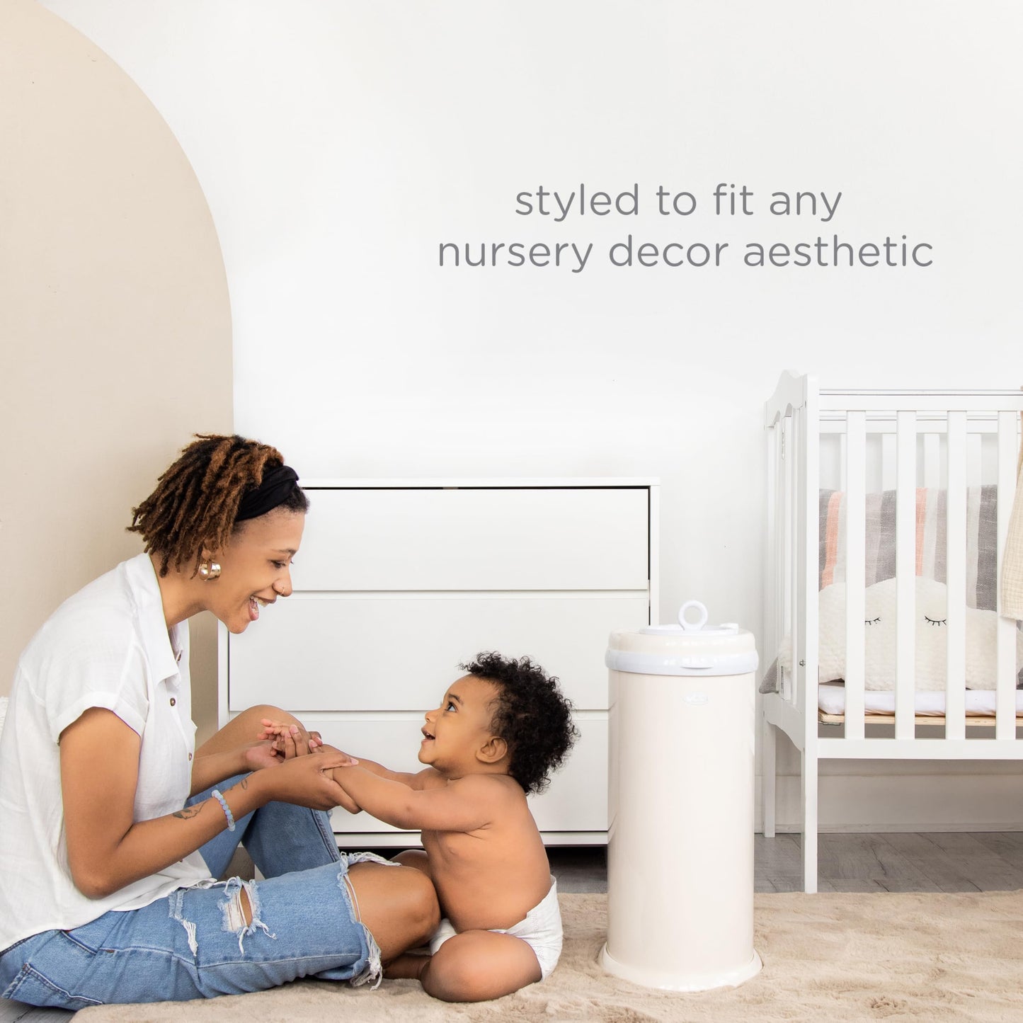 Ubbi Steel Diaper Pail, Odor Locking, No Special Bag Required, Award-Winning, Registry Must-Have, Ivory