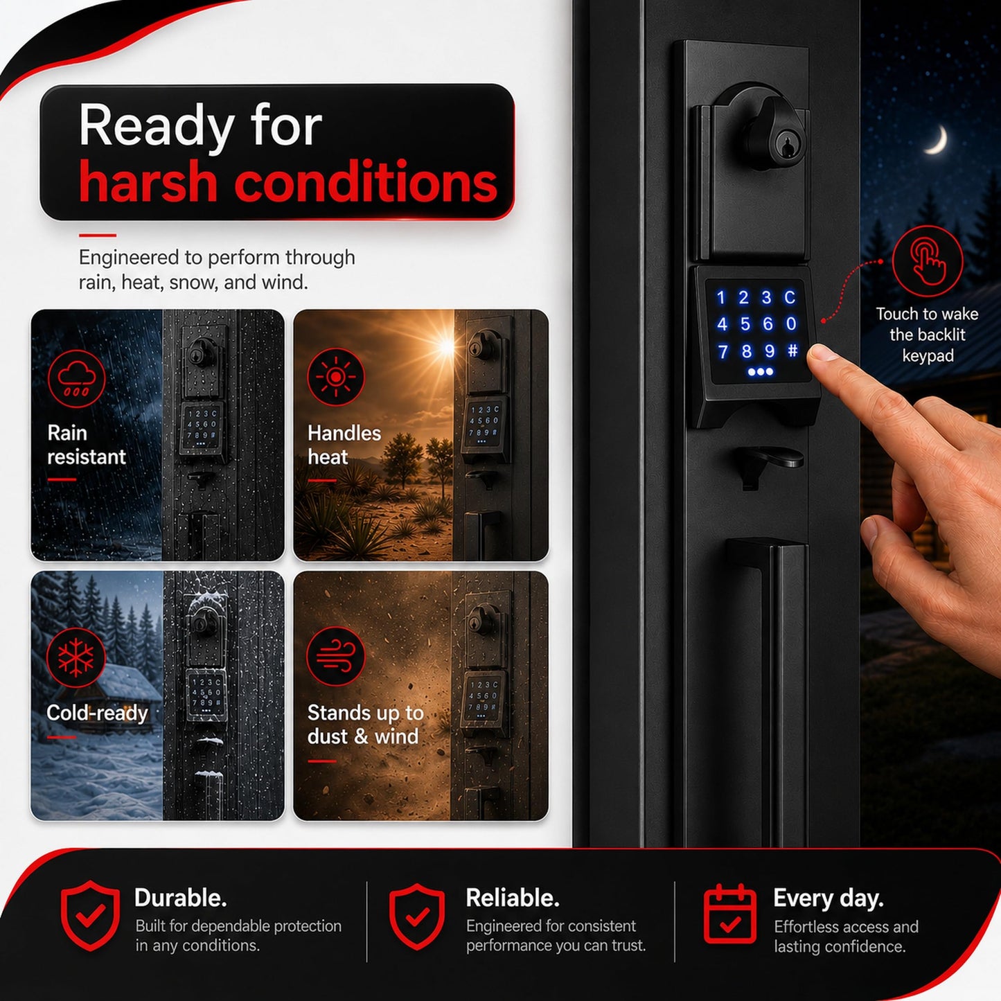 NEWBANG Digital Front Door Handleset with Keypad for Double Doors in Black Finish- Electronic Lockset with Dummy Set