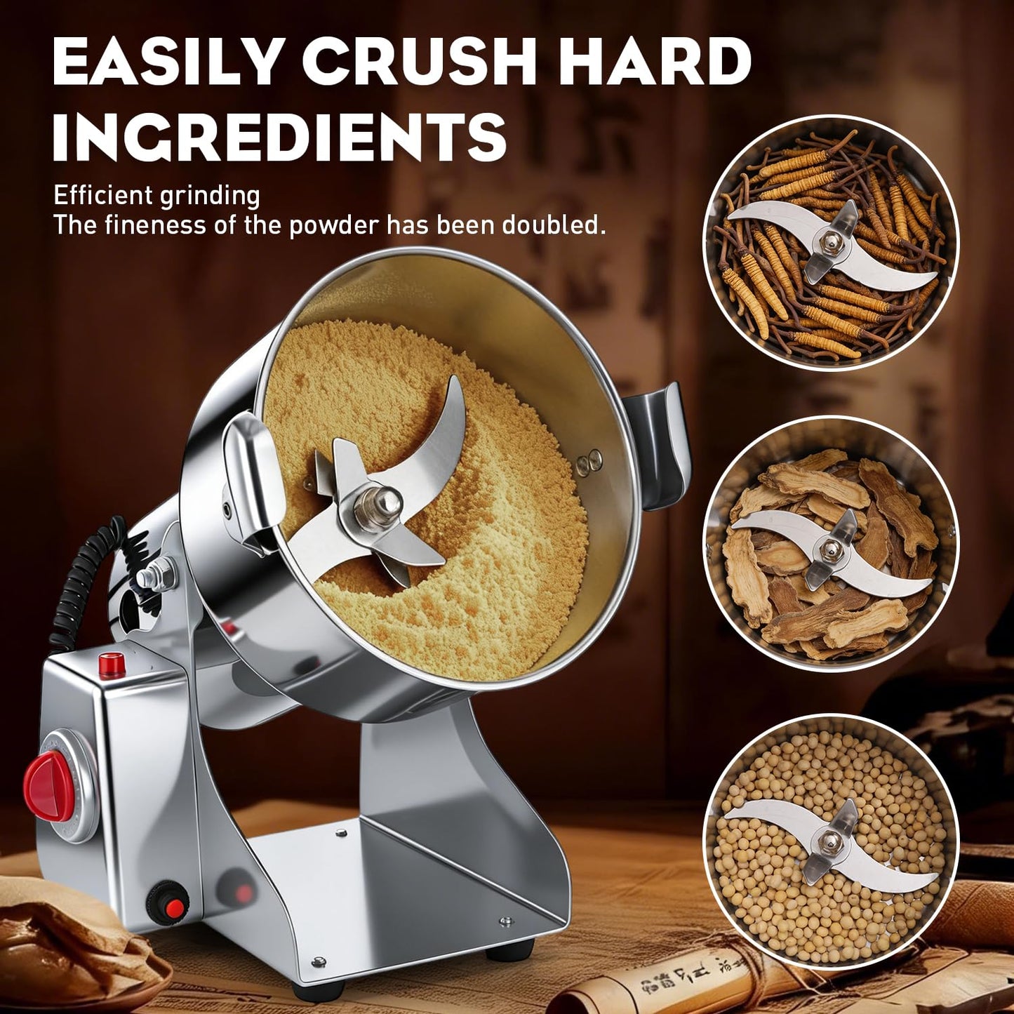 WEEFLOS Electric herb Grinder 550g High Speed Electric Stainless Steel Spice Flour Mill Herb Grinder Powder Machine for Dry Food Grin