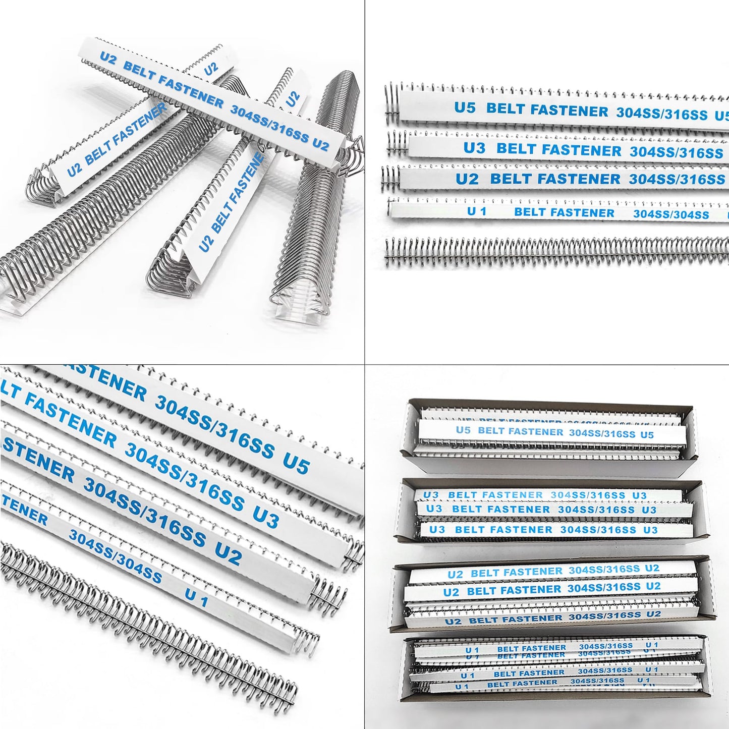 KONLEYA U2 Conveyor Belt Splicer 12'' Industrial Belt Fasteners 316 Steel Buckle Belt Lacing Pins for Conveyor Belt 300mm 12PCS