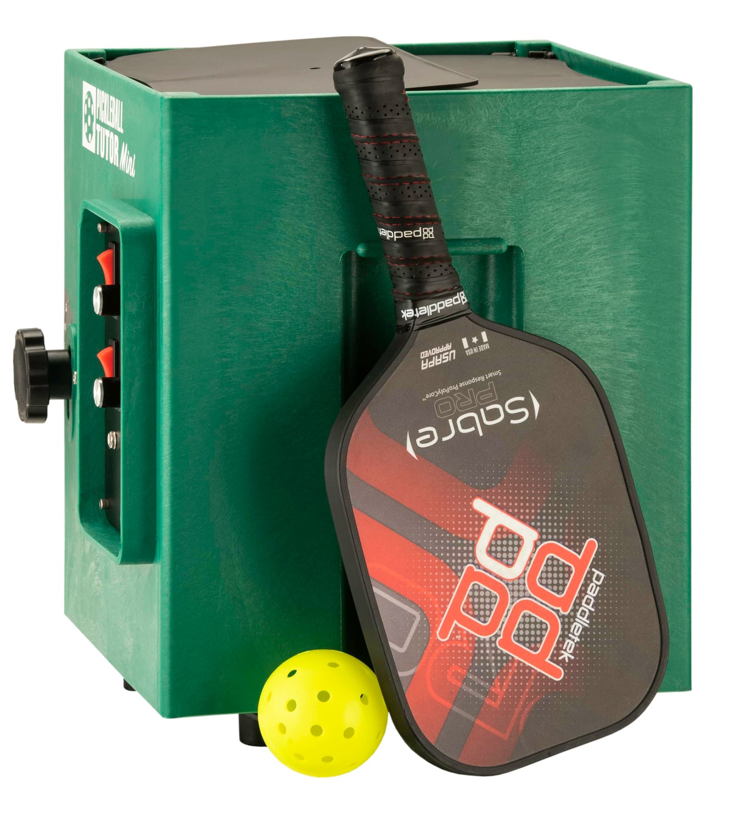 Pickleball Tutor Mini with Oscillator. Ball Machine. Lightweight and Compact. Made in U.S.A. by #1 Pickleball Machine Company.