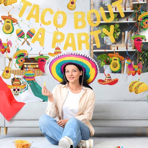 Mexican Taco Bout a Party Decoration Taco Bout a Party Banner Mexican Fiesta Ceiling Hanging Swirls for Fiesta Birthday Cinco De Mayo Decoration
