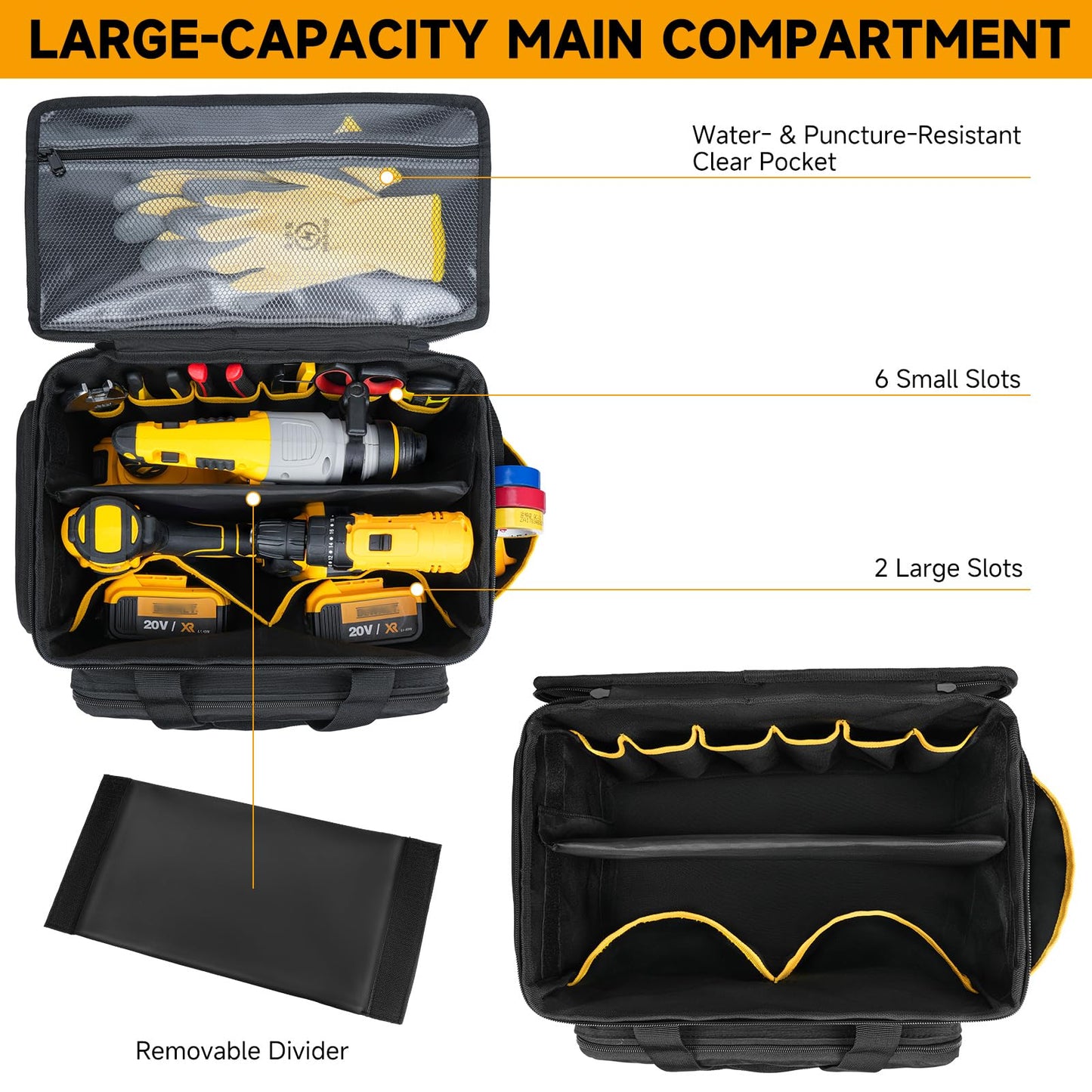 Tool Bag 15 Inch,Heavy Duty Tool Organizer,Tactical Range Tool Tote,30 Pockets & Anti-Friction Bottom,Water-Resistant,Tool Box for Him Dad Men,Electrician,Carpenter,Repairman,Ideal Gift for Father