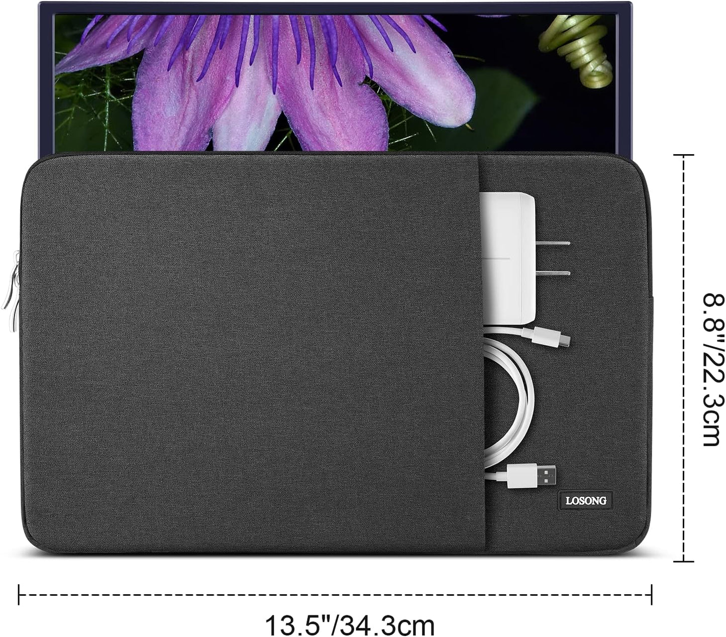 Losong 14 Inch, 14 inch Pocket,Size-13.5"x8.8" Portable Monitor Case Protective Carrying Sleeve for Most Portable