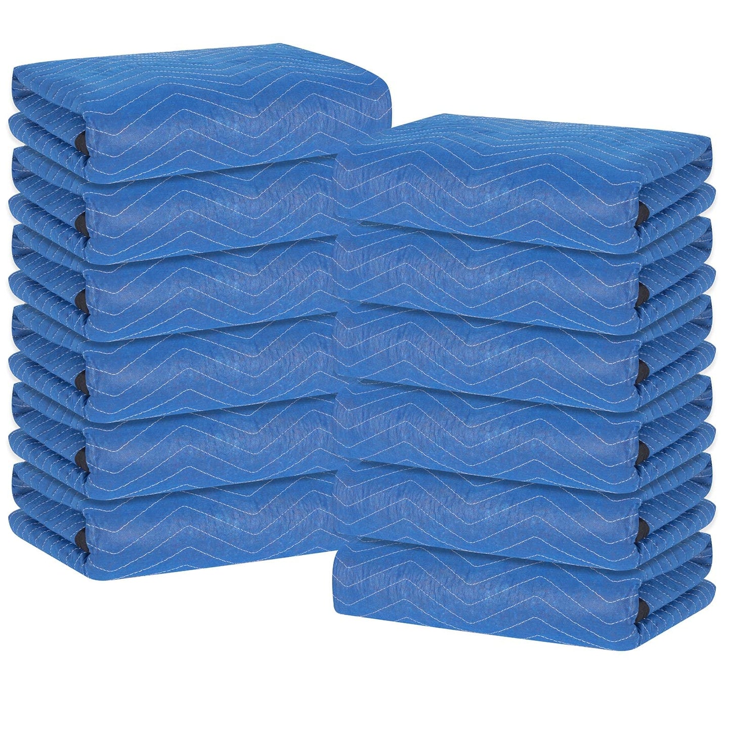Moving Blankets 12 Packs, Extra Large 80"x72" Furniture Moving Pads, Reusable Packing Blankets, Professional Quilted Furniture Shipping & Storage Pads for Couch Desk Cabinet Appliances, Blue and Black