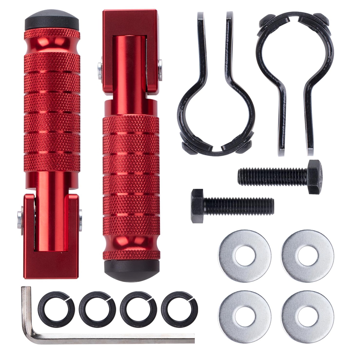 Universal 8mm Foot Pegs 90 Degree Foldable Motorcycle Footpegs CNC Anti-Skid Footrest compatible with Honda Yamaha Aprilia Suzuki Electric Car Motorbike Mini Bike Dirt Pit Bike Passenger Pedal （RED）