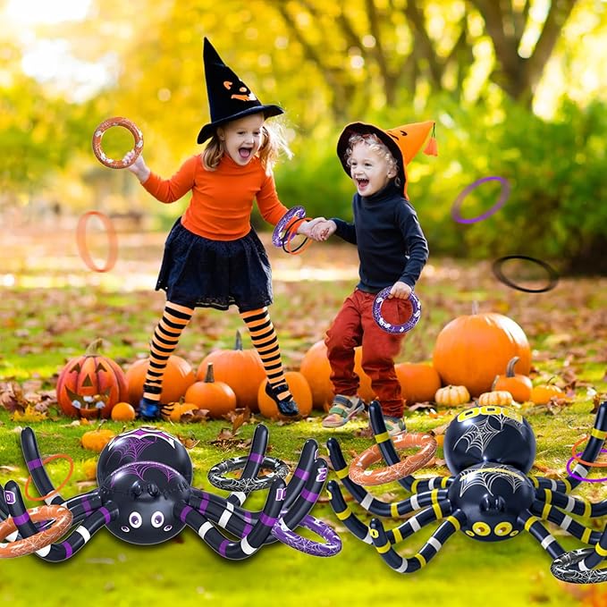 Garma Inflatable Spider Ring Toss Game for Kids' Halloween Party & Outdoor Fun