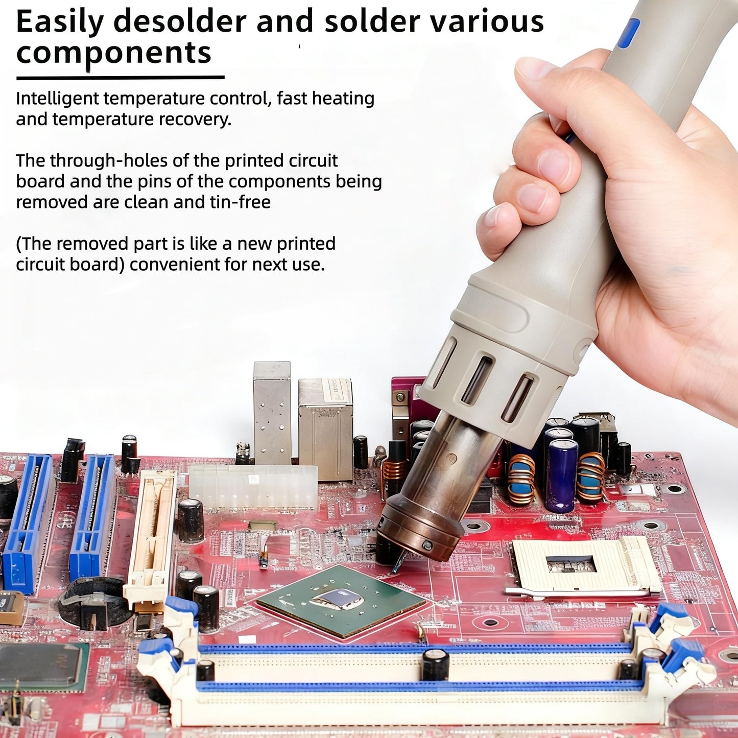 ATTEN ST-862D 1000W Digital Hot Air Rework Station - Temperature Controlled BGA/SMD Rework Station with Straight/Spiral Air Switch, Auto Sleep, 4 Nozzles for PCB Chip Soldering and Desoldering