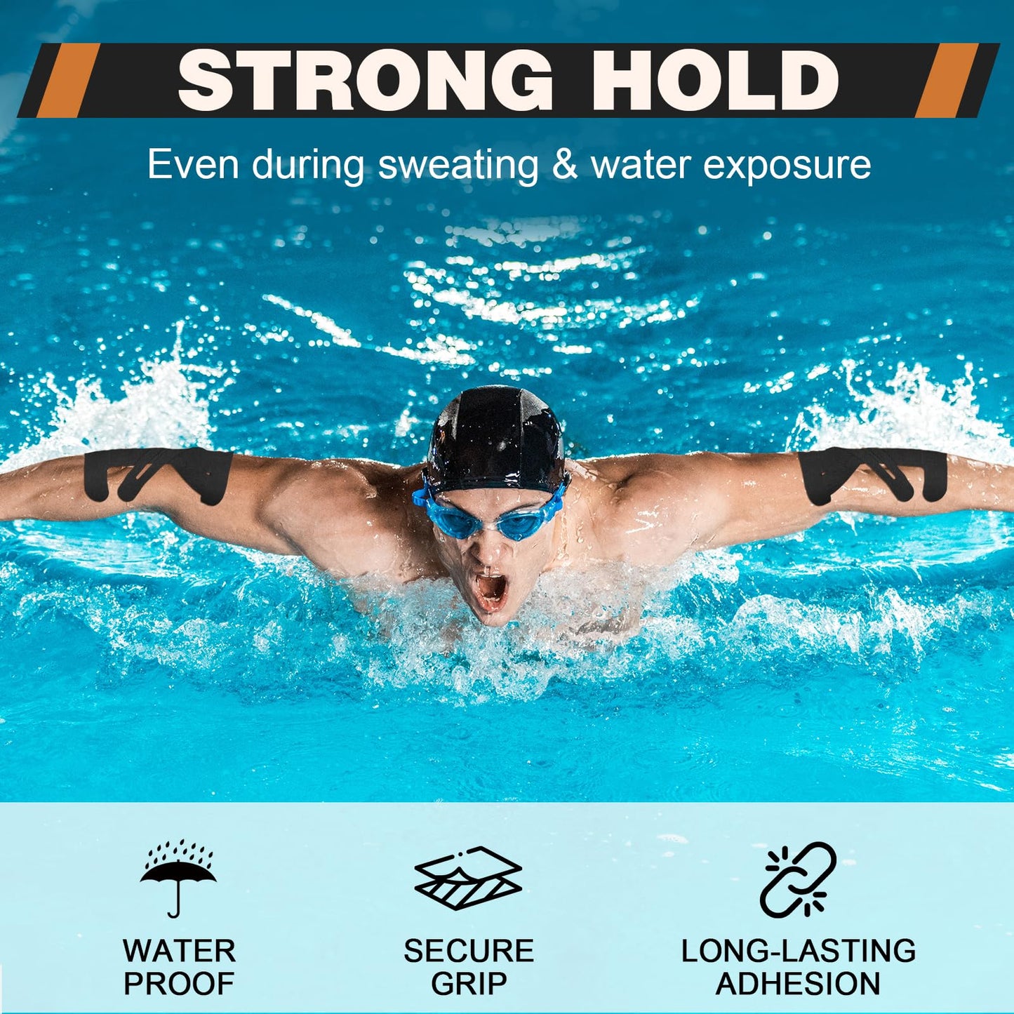 TEAWOO Precut Kinesiology Tape for Elbow, 24Pcs, Waterproof Breathable Athletic Tape, Enhanced Adhesion & Elasticity, Elbow Pain Relief Support for Sports & Daily Use