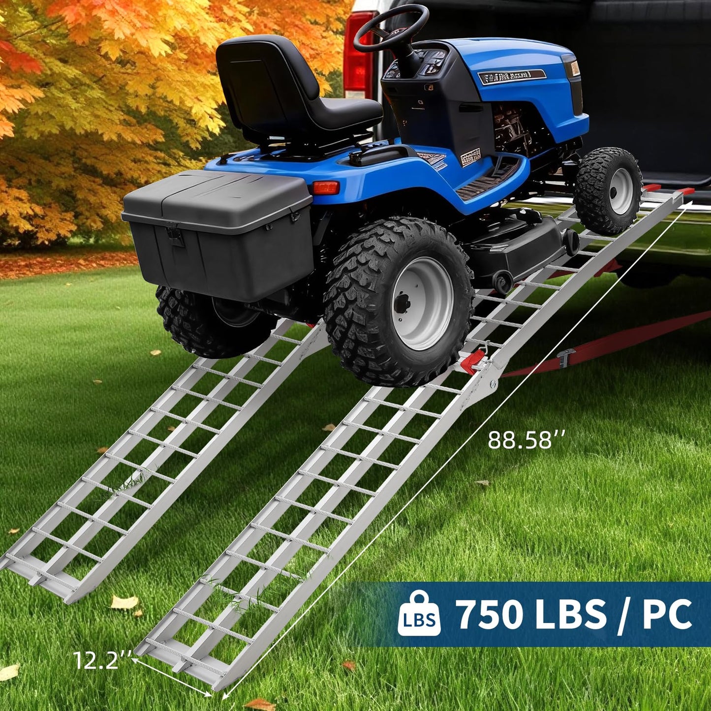 Heavy Duty 1500LB Capacity Aluminum Motorcycle Loading Ramp Set – 7.5FT Folding Design,Load Straps for Pickup Trucks, Motorcycles, Lawnmowers, Dirt Bikes(2-Pack)