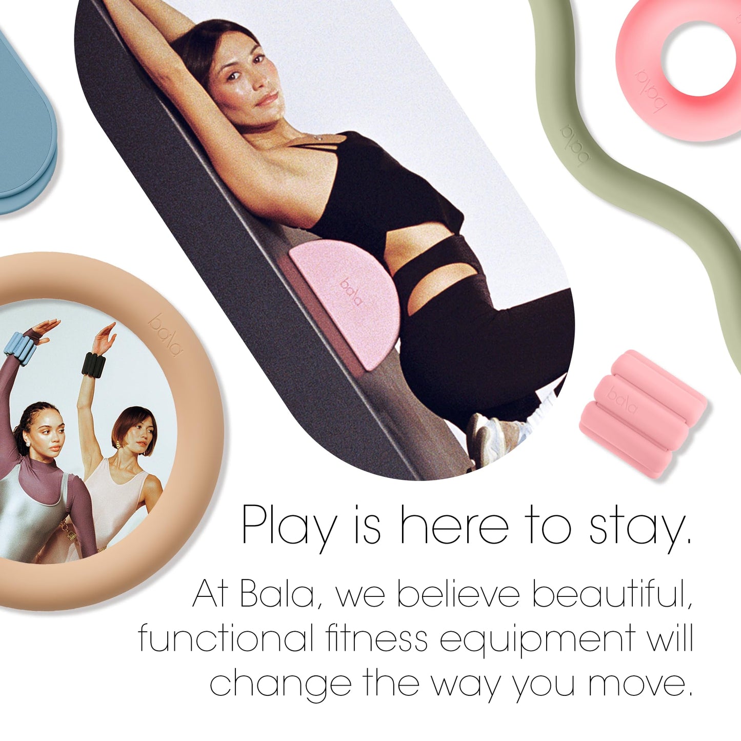 Bala Balance Blocks 2 Pack, Yoga Blocks for Working Out, (Blush) - Semi-Circular Yoga Accessories for Stretching & Exercise - Yoga Equipment for Home Workout - Yoga Block Essentials for Women & Men