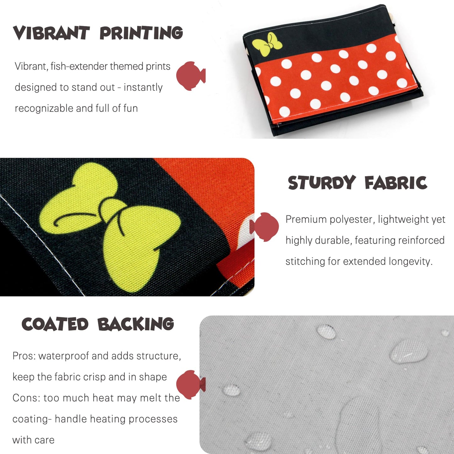 RUNROLE 4 Pocket Canvas Fish Extender - 10 Inch Width, Portable, Easily Customize, Hanging Storage Organizer, 2026&2027 FE for Gift Exchanges and Pixie Dust, Cruise Essentials