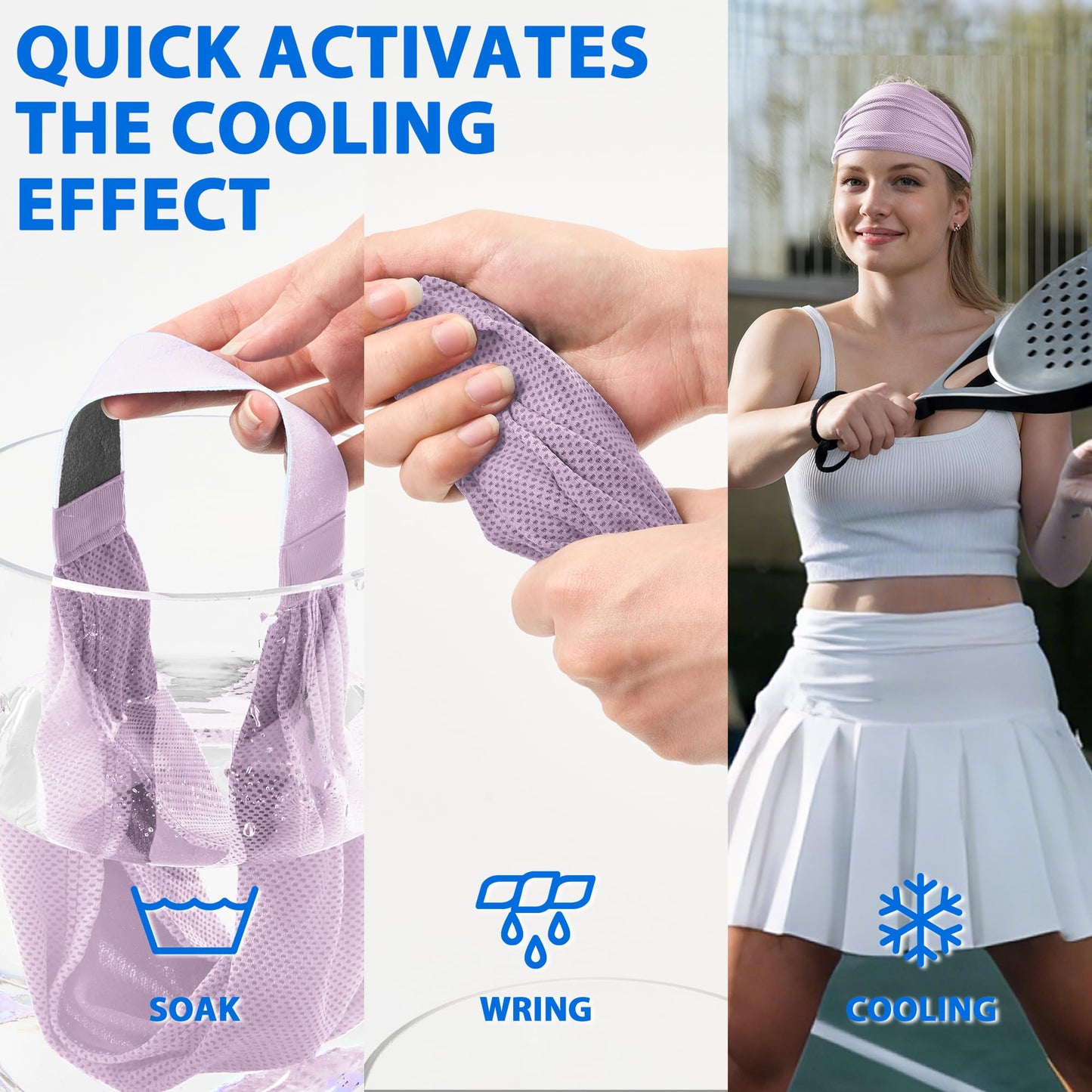 Sukeen Wide Headbands for Women, Instant Cooling Elastic Non-Slip Workout Headbands, Moisture-Wicking Sports Sweatbands for Gym, Yoga, Running, Fitness, 4 Pack, Blue/Macaron Pink/Mint Green/Lauva