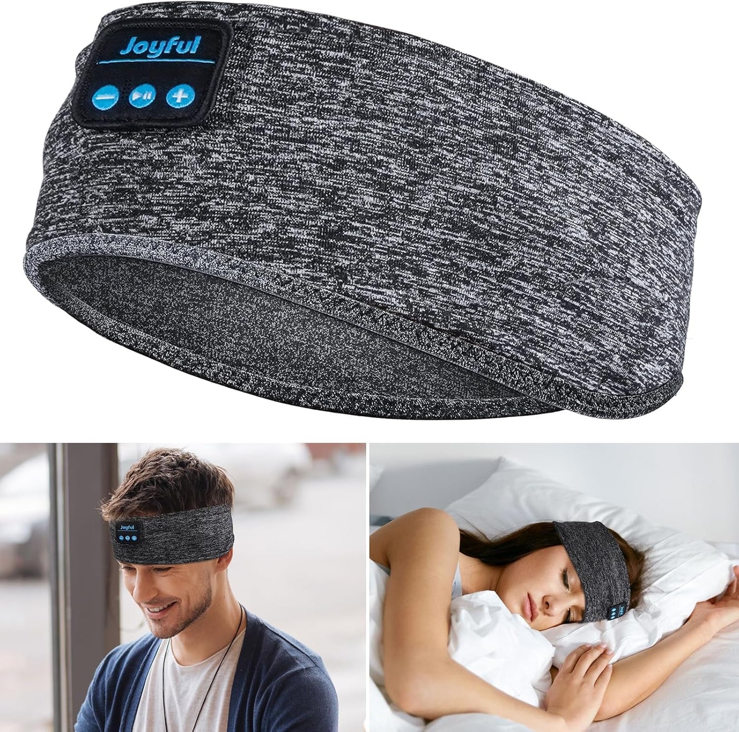 5.3 Sleep Headphones Bluetooth Headband, Sports Wireless Earphones Sweat Resistant Earbuds with Ultra-Thin HD Stereo