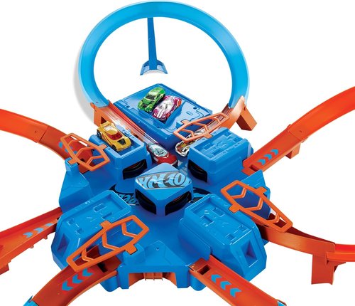 Hot Wheels Track Set - Motorized Booster with 4 Intersections for Crashing | 1:64 Scale Toy Car
