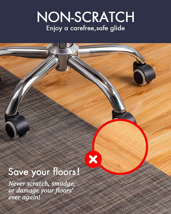 Baroyal Office Chair Mat for Hardwood Floor Under Desk Computer Rolling Chair Mat for Wood/Tile Floor Non-Slip Heavy Duty Desk Rug PVC Plastic Hard Floor Protector 48" x 60" (Dark Walnut)
