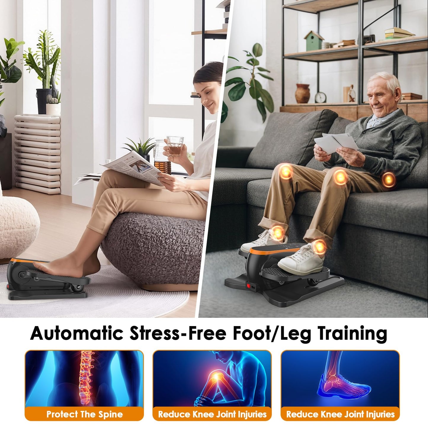 FRYLINE Under Desk Elliptical Machine, Quiet Motorized Seated Pedal Exerciser for Seniors & Office, Electric Leg Exerciser with Smart Remote, 12 Speeds, 3 Auto Programs & LCD Display for Home Fitness