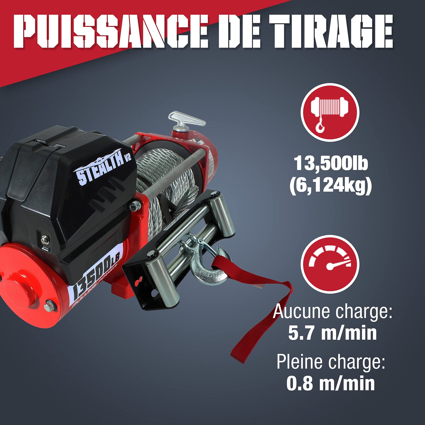 Stealth Winches 13500lb Truck Winch 12V Electric Winch with 2 Wireless remotes and Steel Rope, Perfect for SUV Towing Trailer Winch, Hook, Weatherproof, with Roller Fairlead, Heavy Duty