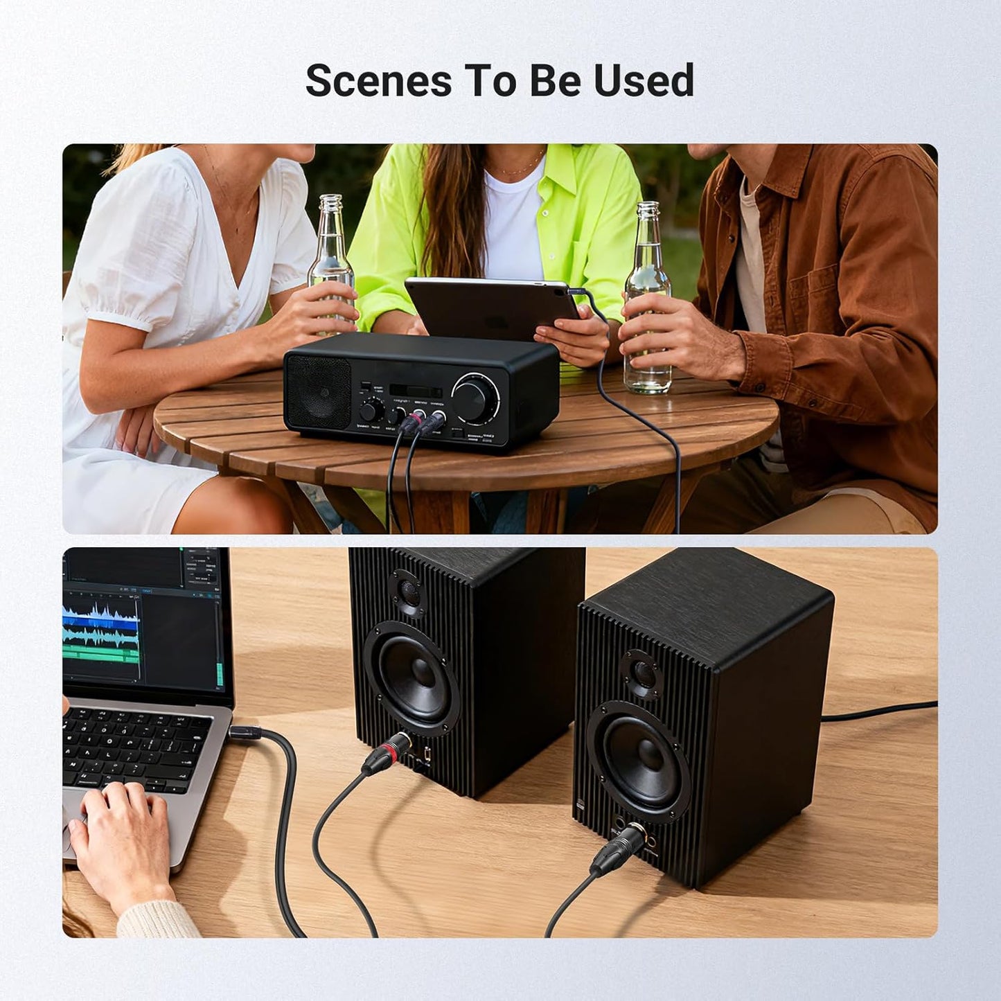 3.5mm 1/8 Inch 10ft MP3 MS024 NEEWER TRS AUX to Dual XLR Breakout Cable, Male to Male Audio Cord Adapter Connector