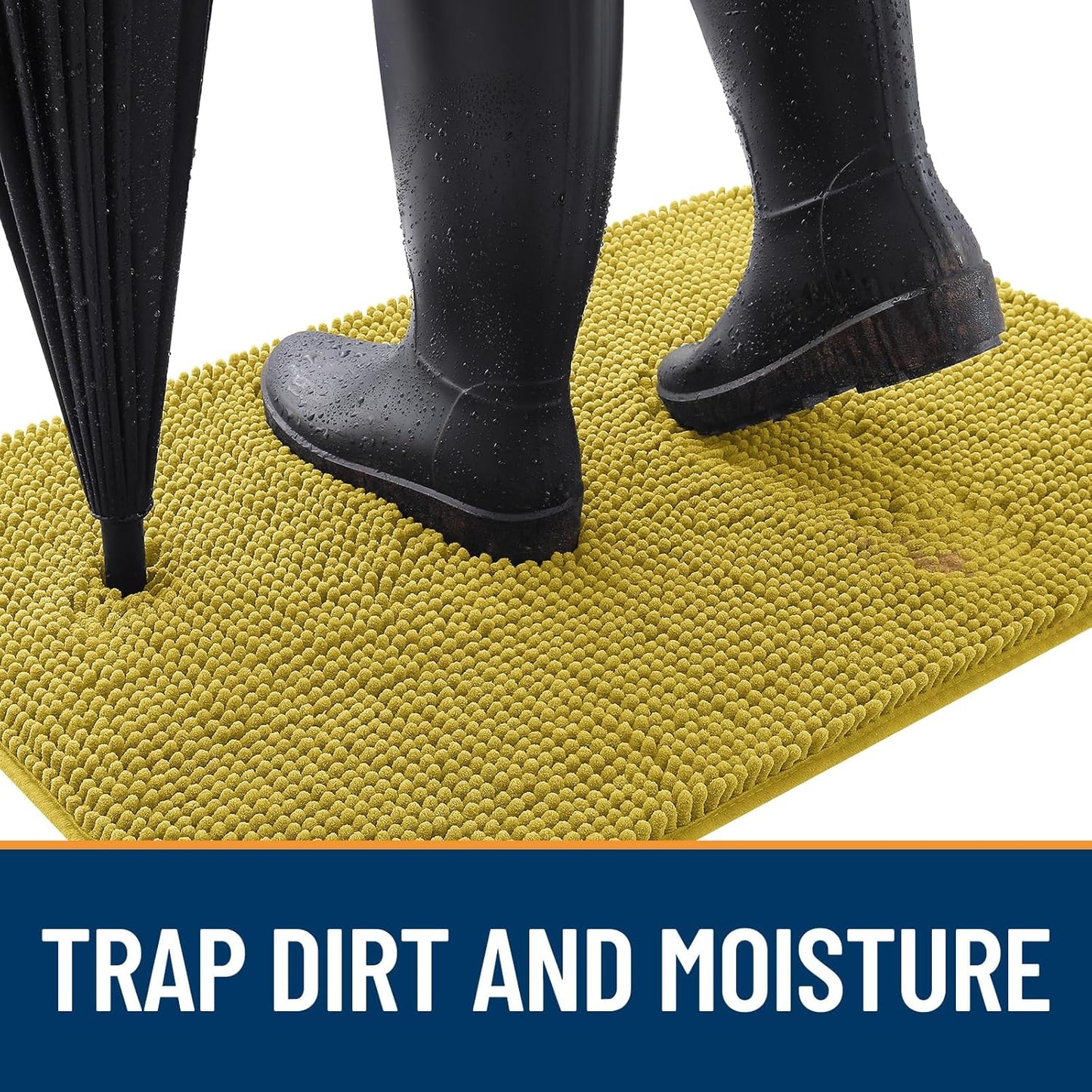 OLANLY Dog Door Mat - Absorbent Non-Slip Washable Doormat for Muddy Paws | 30x20 Mustard Yellow