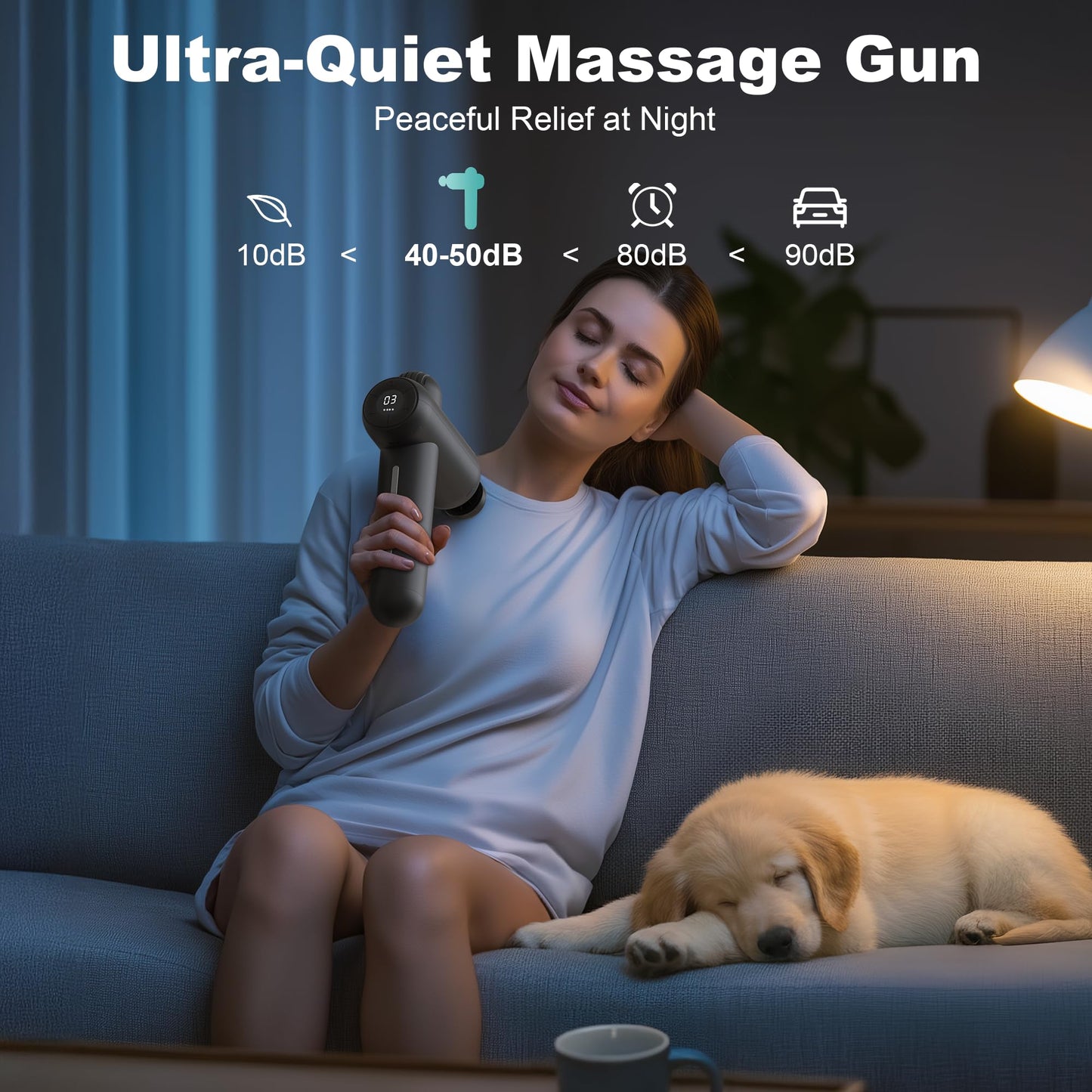 Nekteck Massage Gun Deep Tissue - 12mm Amplitude, 30 Speeds, Full-Body Muscle Relaxation Device with 5-Head for Pain Relief, Quiet USB-C Rechargeable Percussion Muscle Massager for Home Office Travel