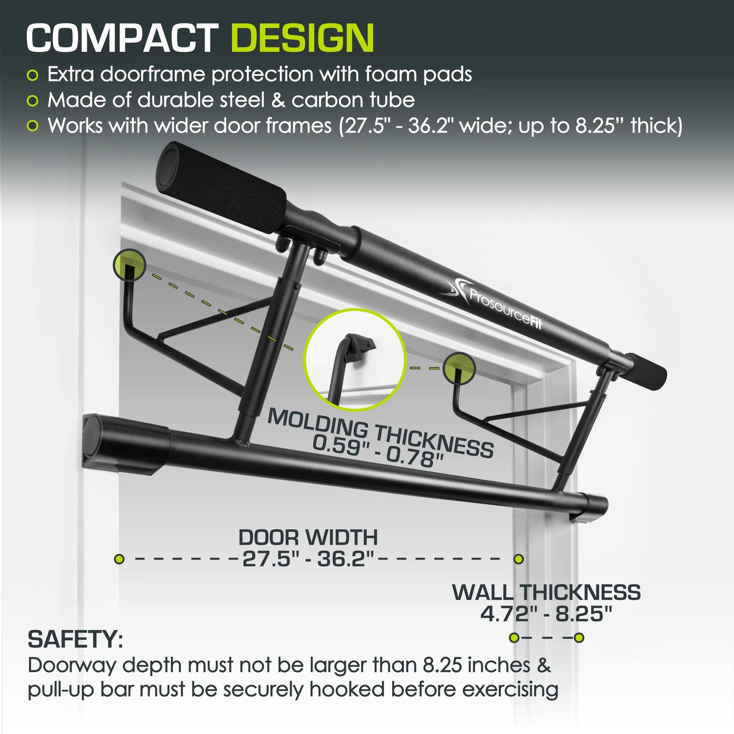ProsourceFit Foldable Pull Up Bar/Doorway Trainer for Multi Use Fitness & Home Gym Exercise