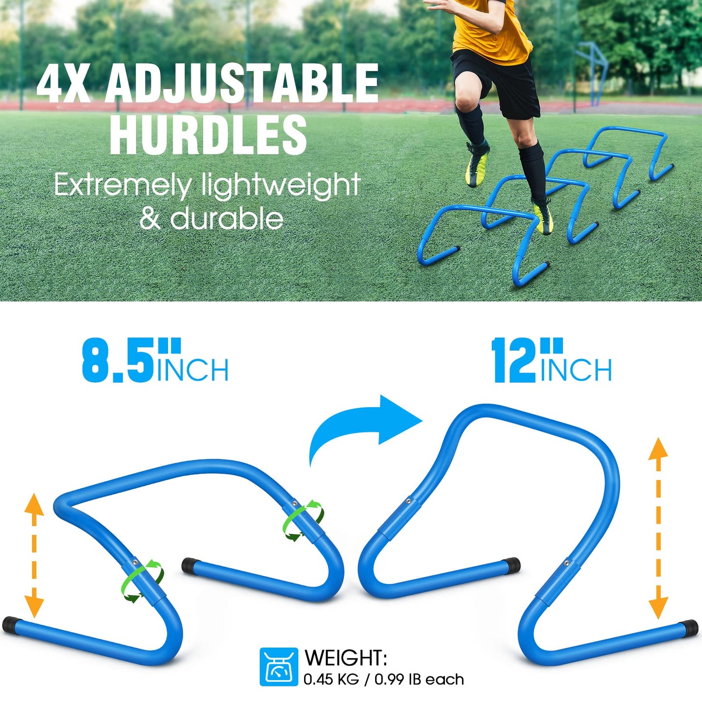 X-UMEUS Agility Ladder Speed Training Equipment Set-20ft Agility Ladder,12 Soccer Cones,4 Hurdles, Jump Rope, Running Parachute| Basketball Football Soccer Training Equipment for Kids Youth Adults