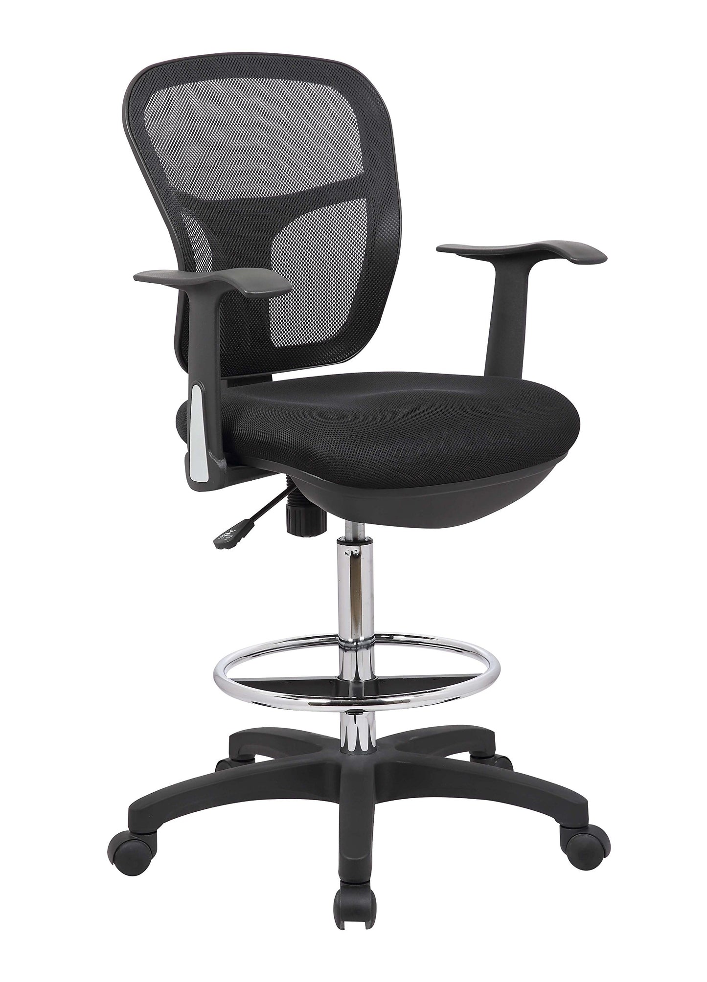 OfficeFactor Drafting Chair Tall Office Chair with Arms Executive Ergonomic Standing Desk Chair with Anti Scratch Wheels and Footrest