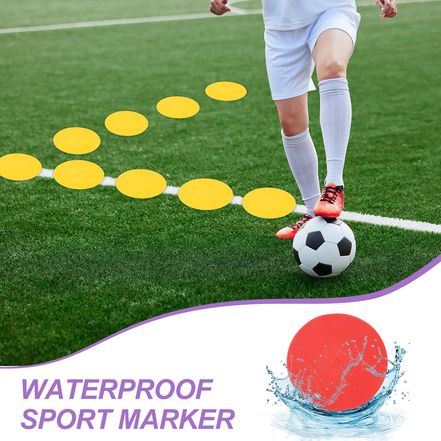 PATIKIL Spot Markers 9 Inch, 6 Pcs Non-Slip Floor Dots Agility Markers Flat Field Cones Poly Dots for Gym PE Speed Training Dance Soccer Basketball Sports, Red/Blue/Black