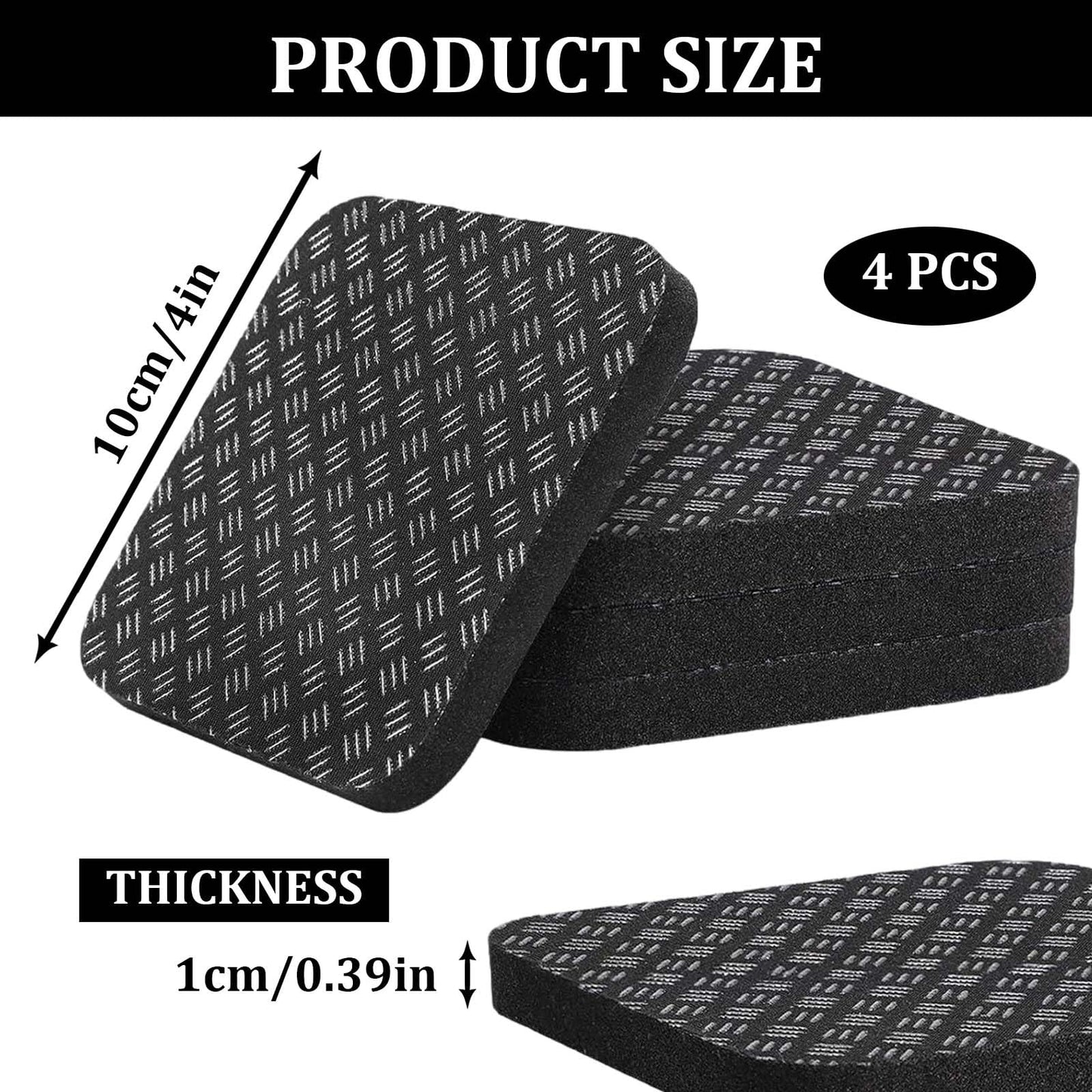 4PCS Non-Slip Walking Pad Mat,Treadmill Mat Pad for Carpet Hardwood Floors Indoor & Gym, Noise Reduction Exercise Equipment Mat for Under Treadmill & Exercise Bike Machines (4, 10mm)