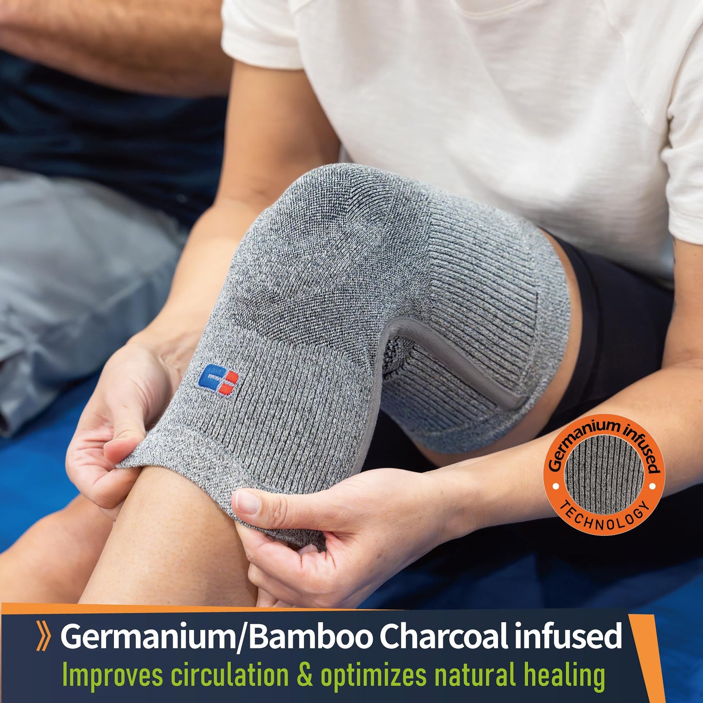 Comforband Premium Recovery Knee Compression Support – Germanium & Bamboo Charcoal Infused Knee Brace for Improved Circulation, Joint Stability, and Pain Relief (X-Large)