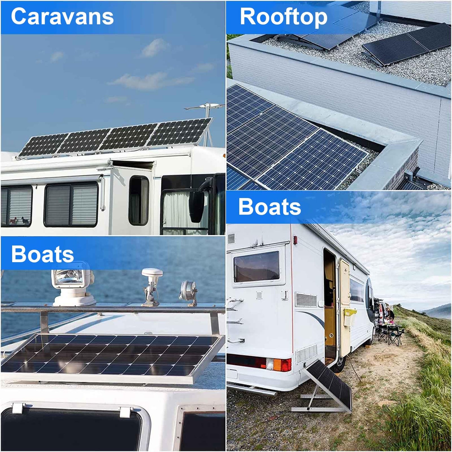 Solar Panel Mount Brackets, 2 Sets 45 inch Adjustable with Foldable Tilt Legs, Suitable for 2-4pcs 180 200 300 400 500 Watt Solar Panel for Roof, RV, Boat, and Off-Grid