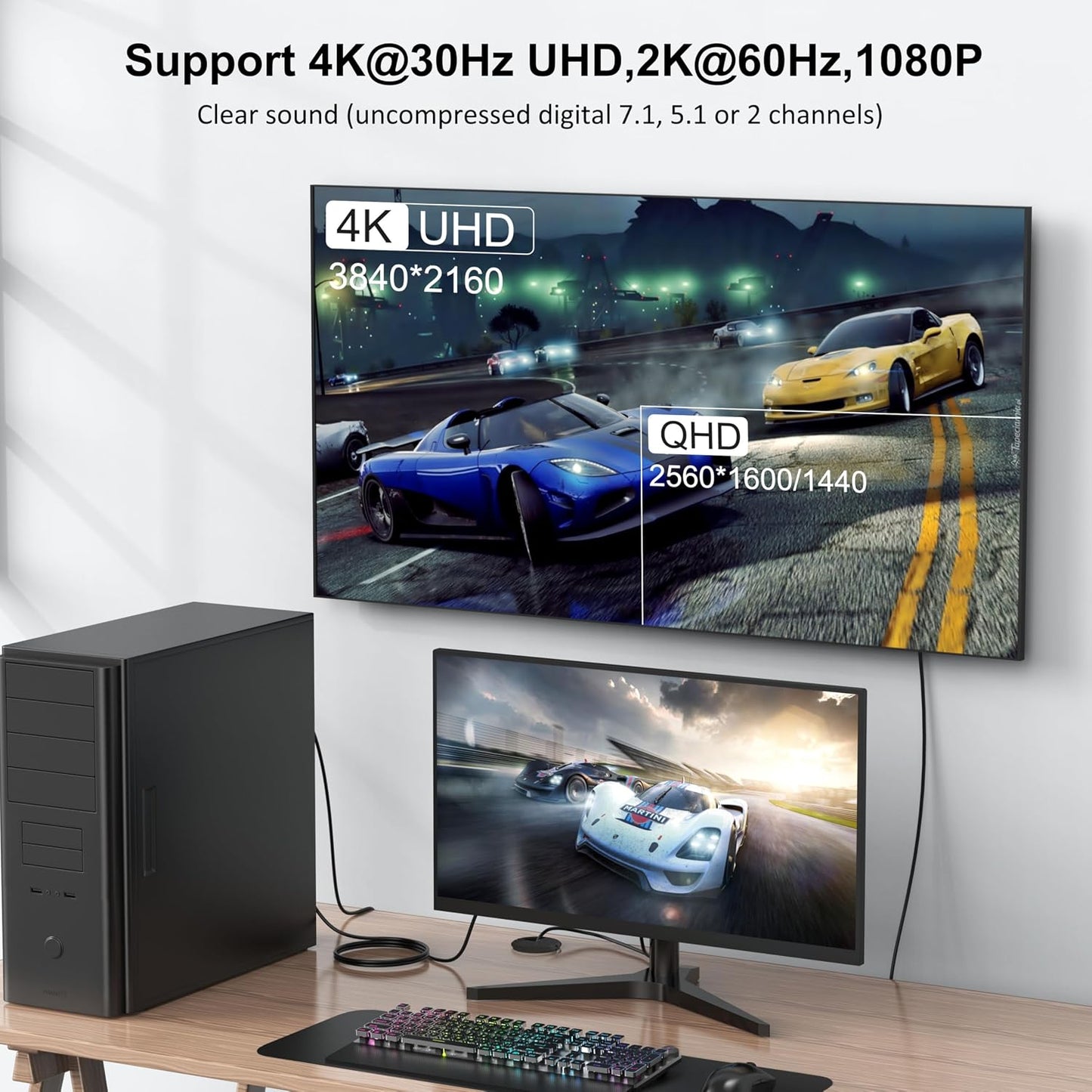 4K 35FT, 35 4K&3D, 10.67M DisplayPort-DP to HDMI Cable Display Port to HDMI Cable Feet Adapter, Video/Audio