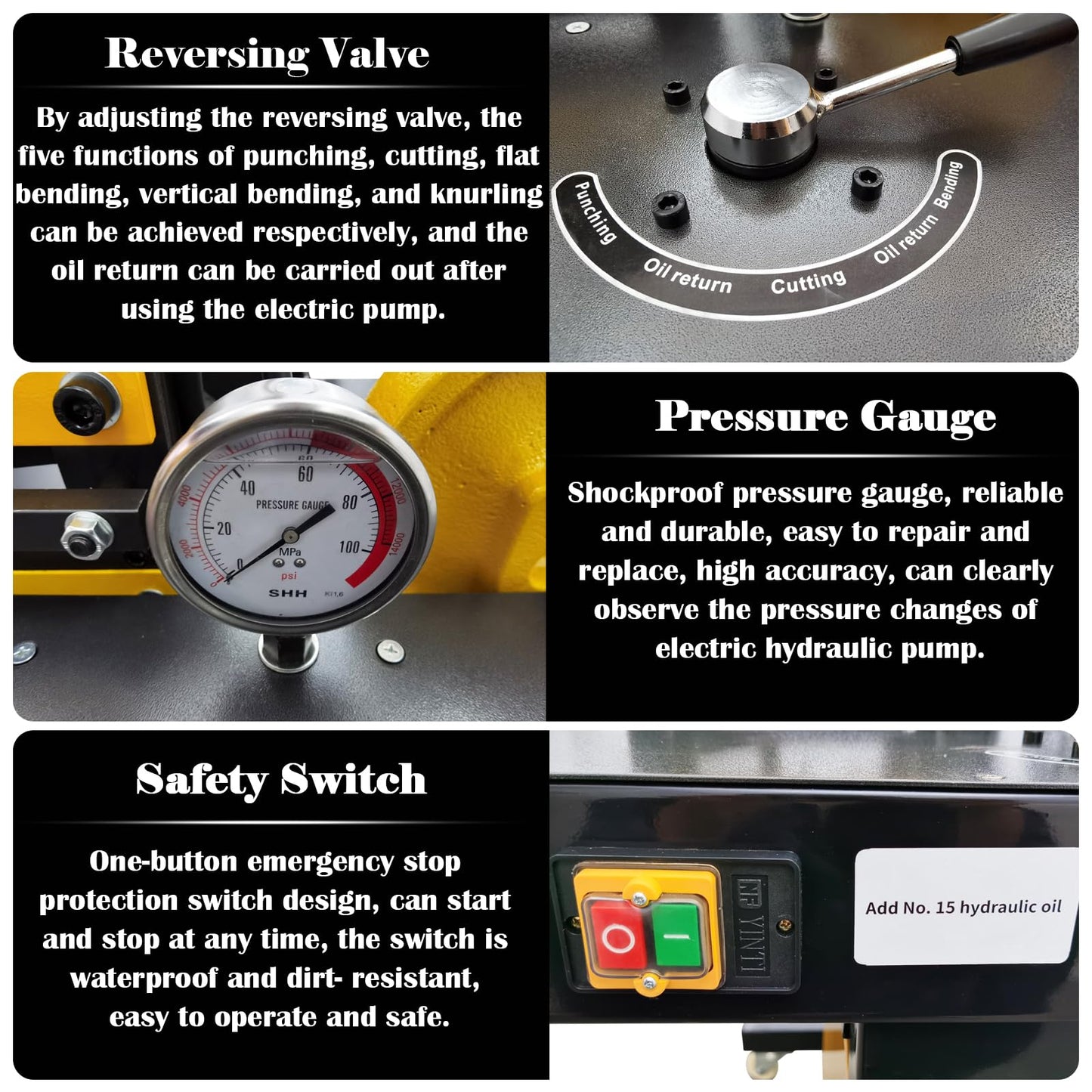 TECHTONGDA 5in1 Electro-Hydraulic Busbar Processor Busbar Bender Cutter Puncher Crimper Embossing Machine Heavy-duty Busbar Processing Machine 110V 750W