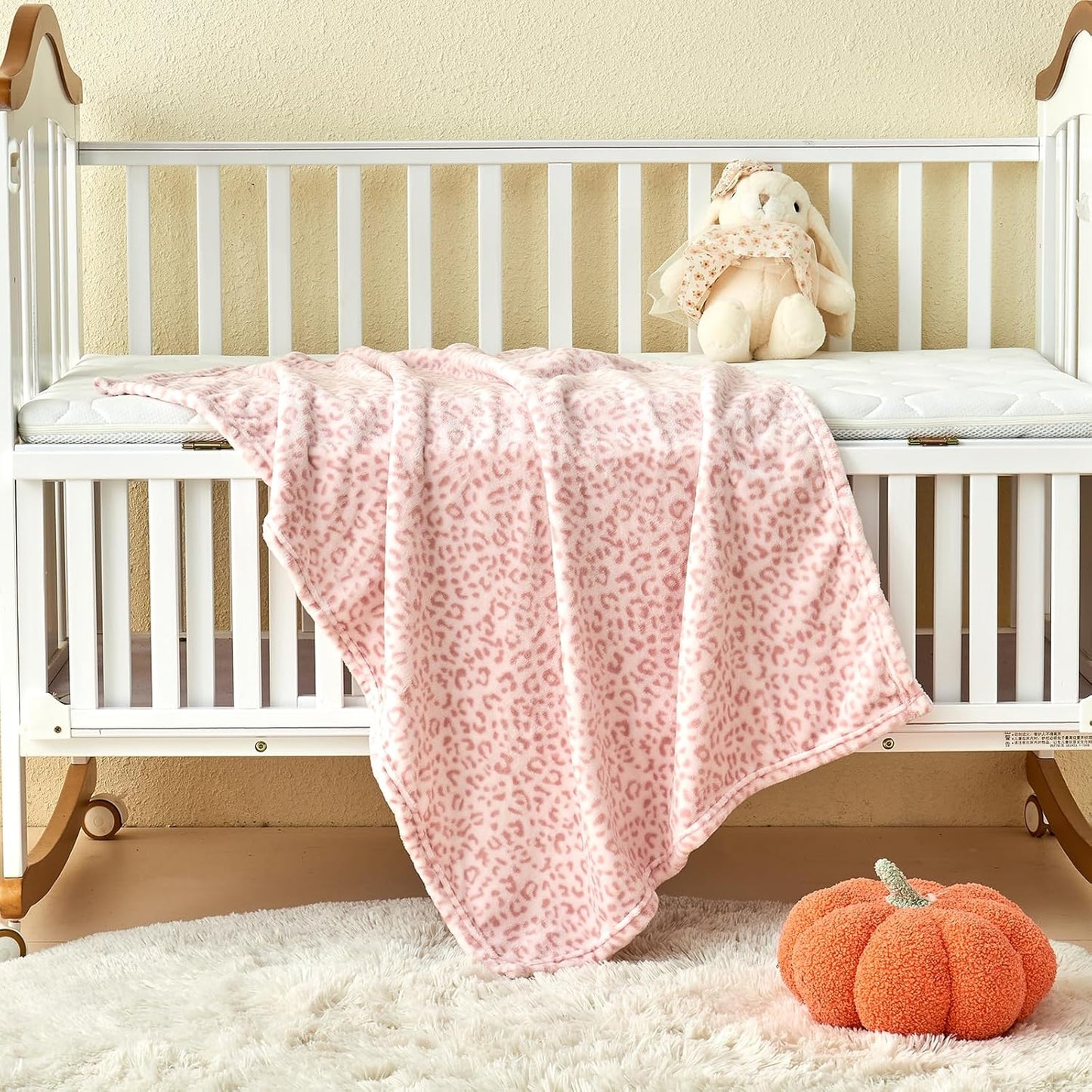 Yurhap Leopard Print Baby Blanket - Ultra Soft Cozy Fleece for Girls | 30"x40", Light Pink