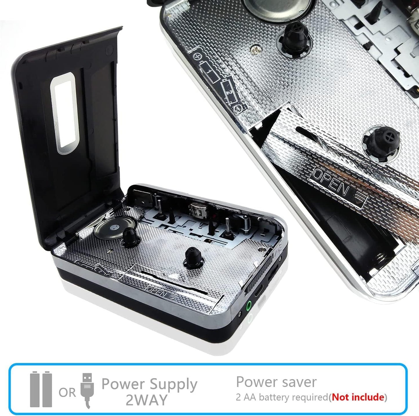 Cassette Cassette Cassette Reshow Tape Player Portable Tape Player Audio to Digital Converter, Compatible with Laptops