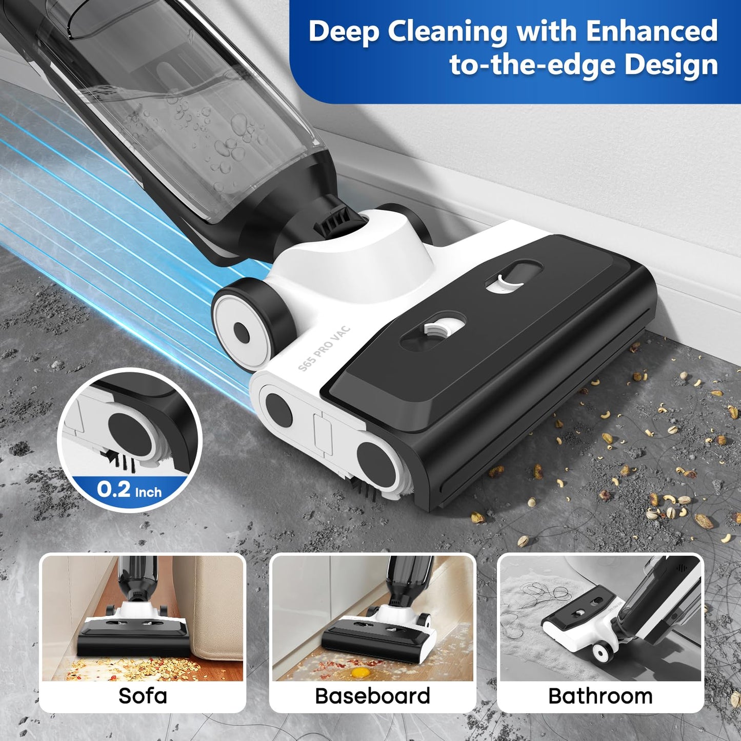 SUNSMAI 4-in-1 Steam Vacuum Mop - High-Performance Wet Dry Floor Cleaner for Hardwood Floors Carpets, 212°F Steam for Tough Stains, Self-Cleaning LED Display
